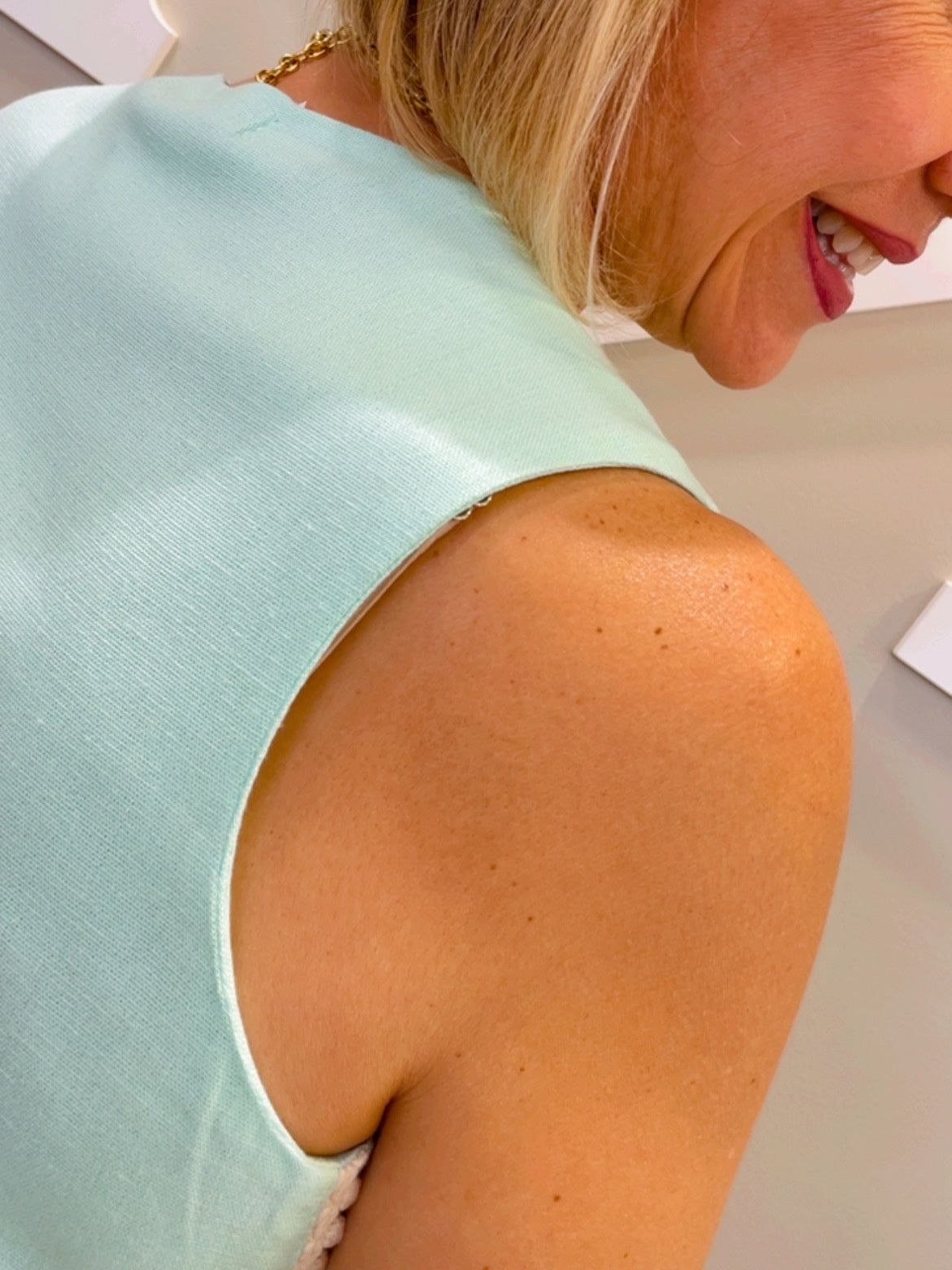 Conjunto saia midi verde água - Pimenta roxa