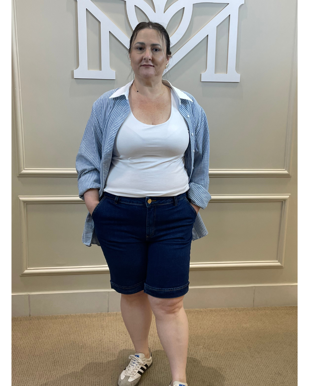 Bermuda jeans escura bolso  faca - Zampers