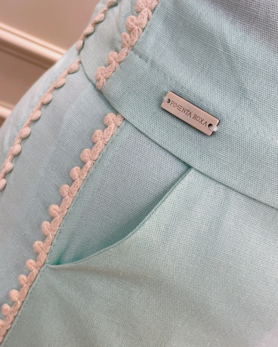 Conjunto saia midi verde água - Pimenta roxa