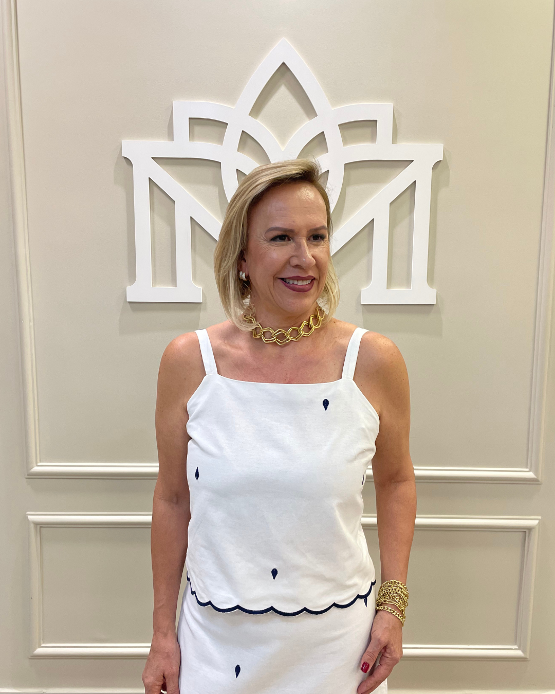 Conjunto cropped/saia bordado marinho - Seiki