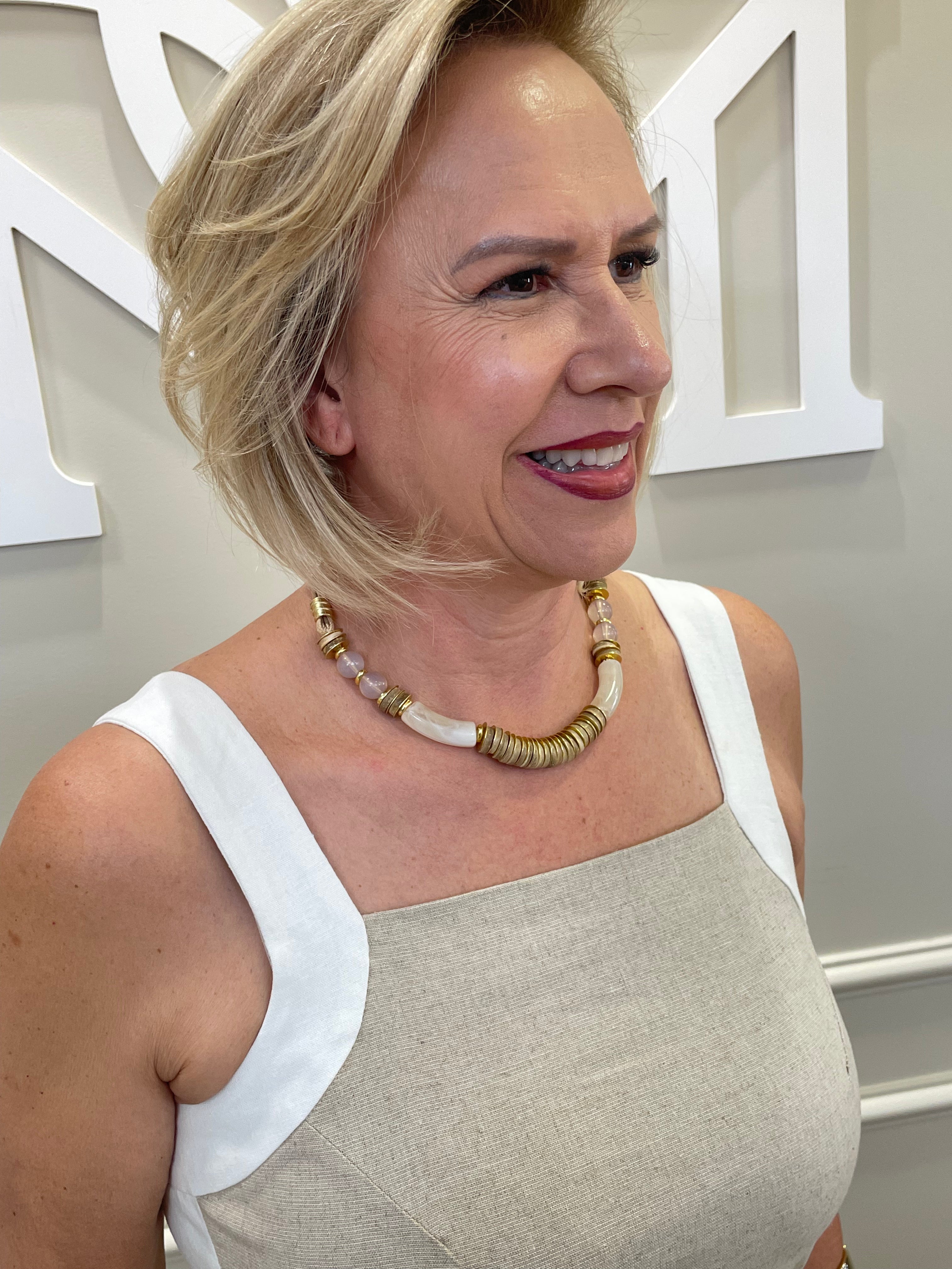 Vestido midi linho natural faixa off - Seiki