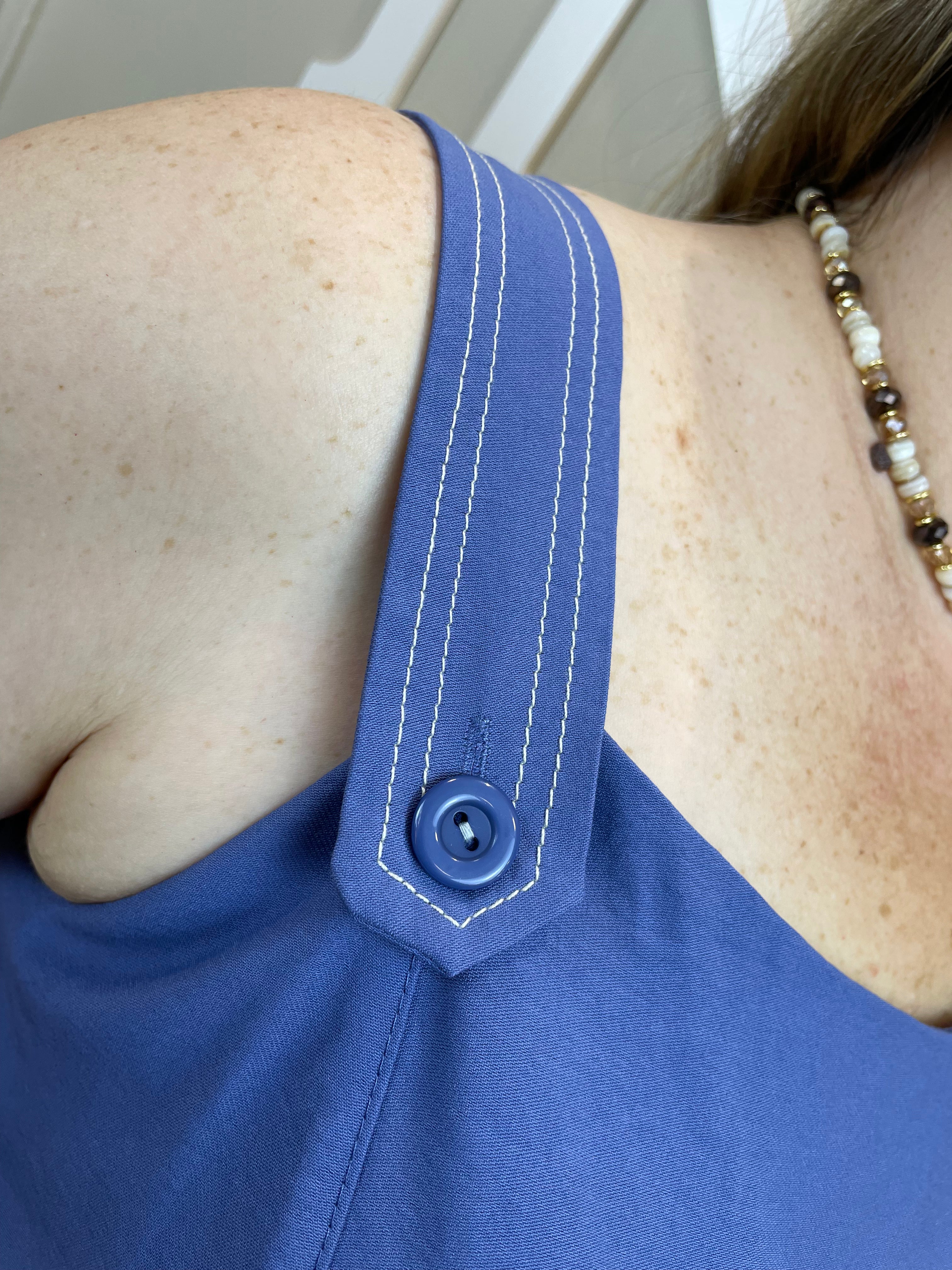 Conjunto calça alfaiataria azul pesponto - Areen