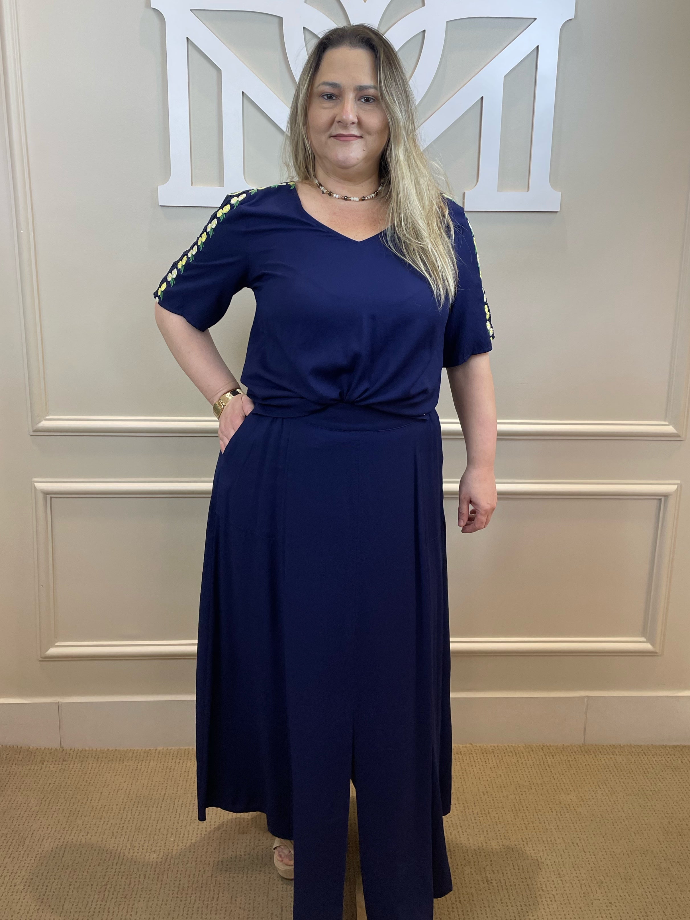 Blusa marinho bordada manga - Savannah