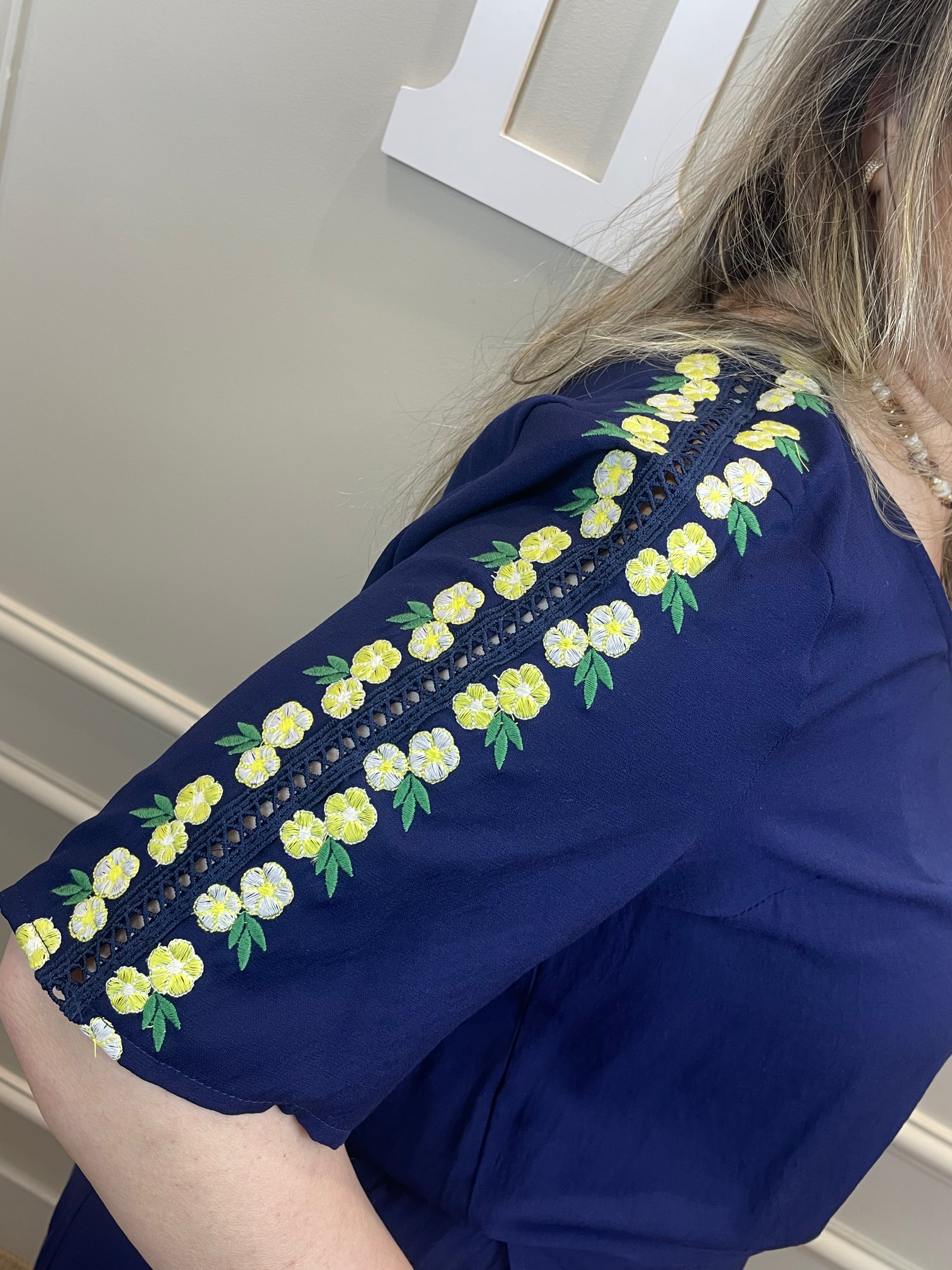 Blusa marinho bordada manga - Savannah