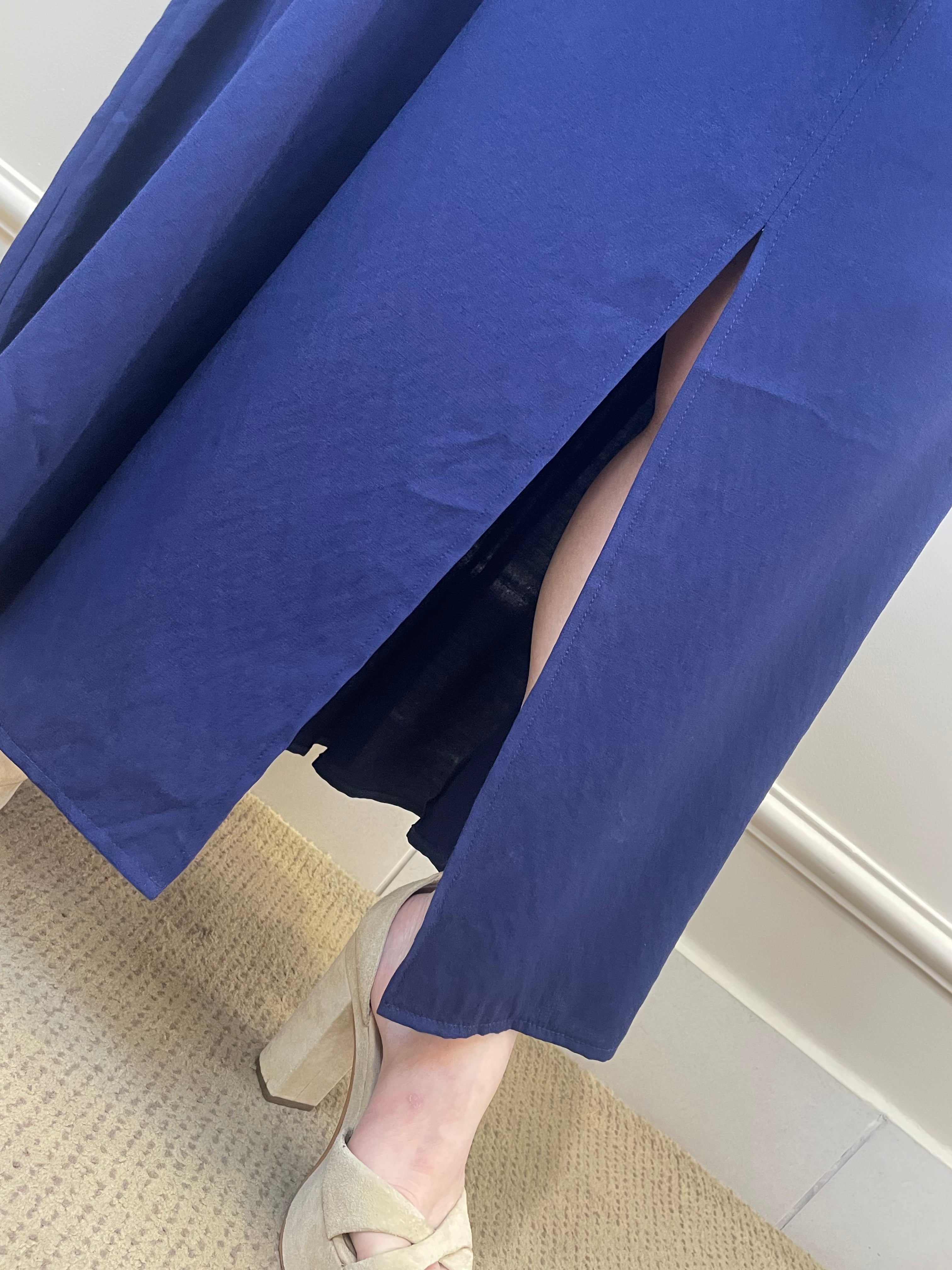 Saia midi marinho bolso - Savannah