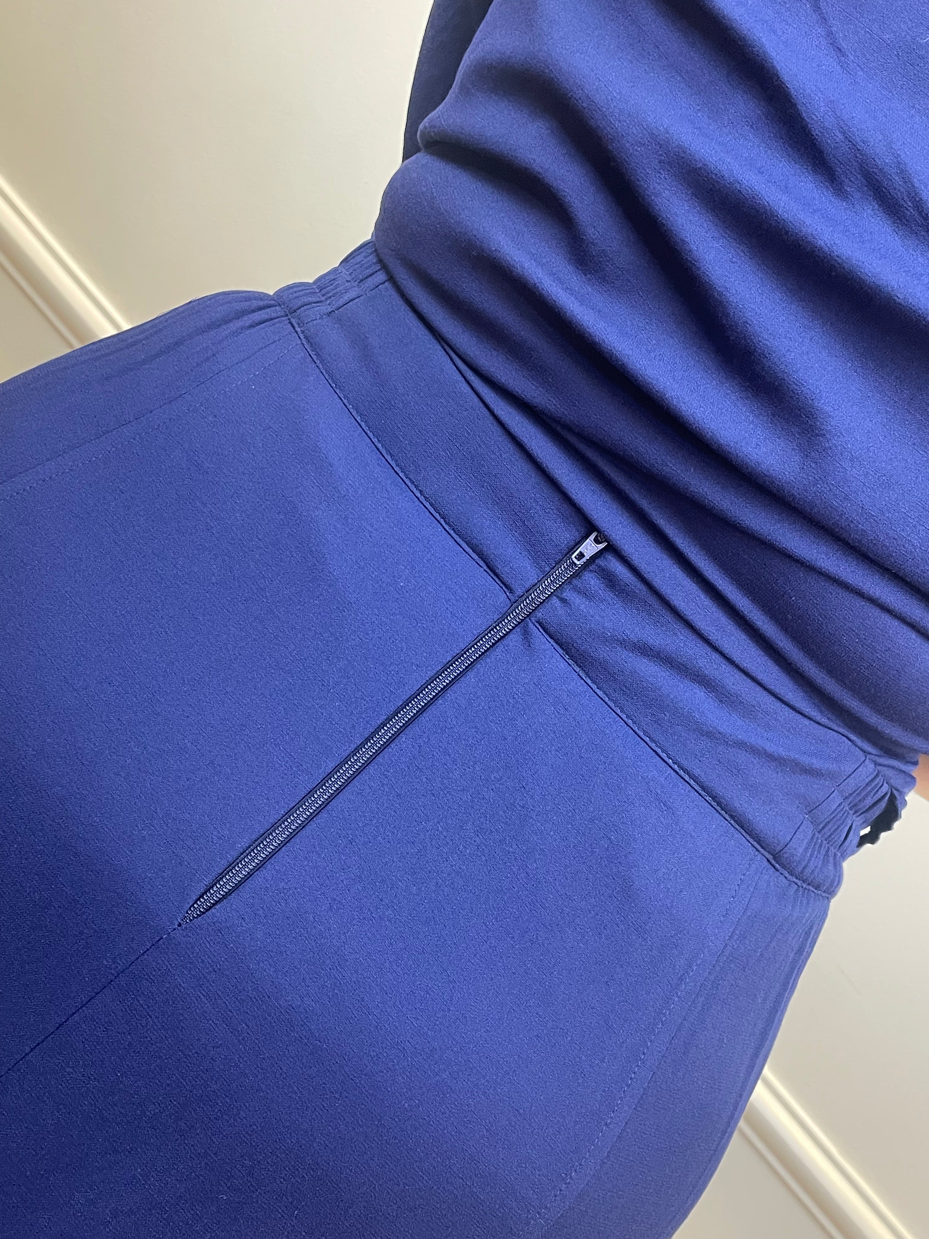 Saia midi marinho bolso - Savannah