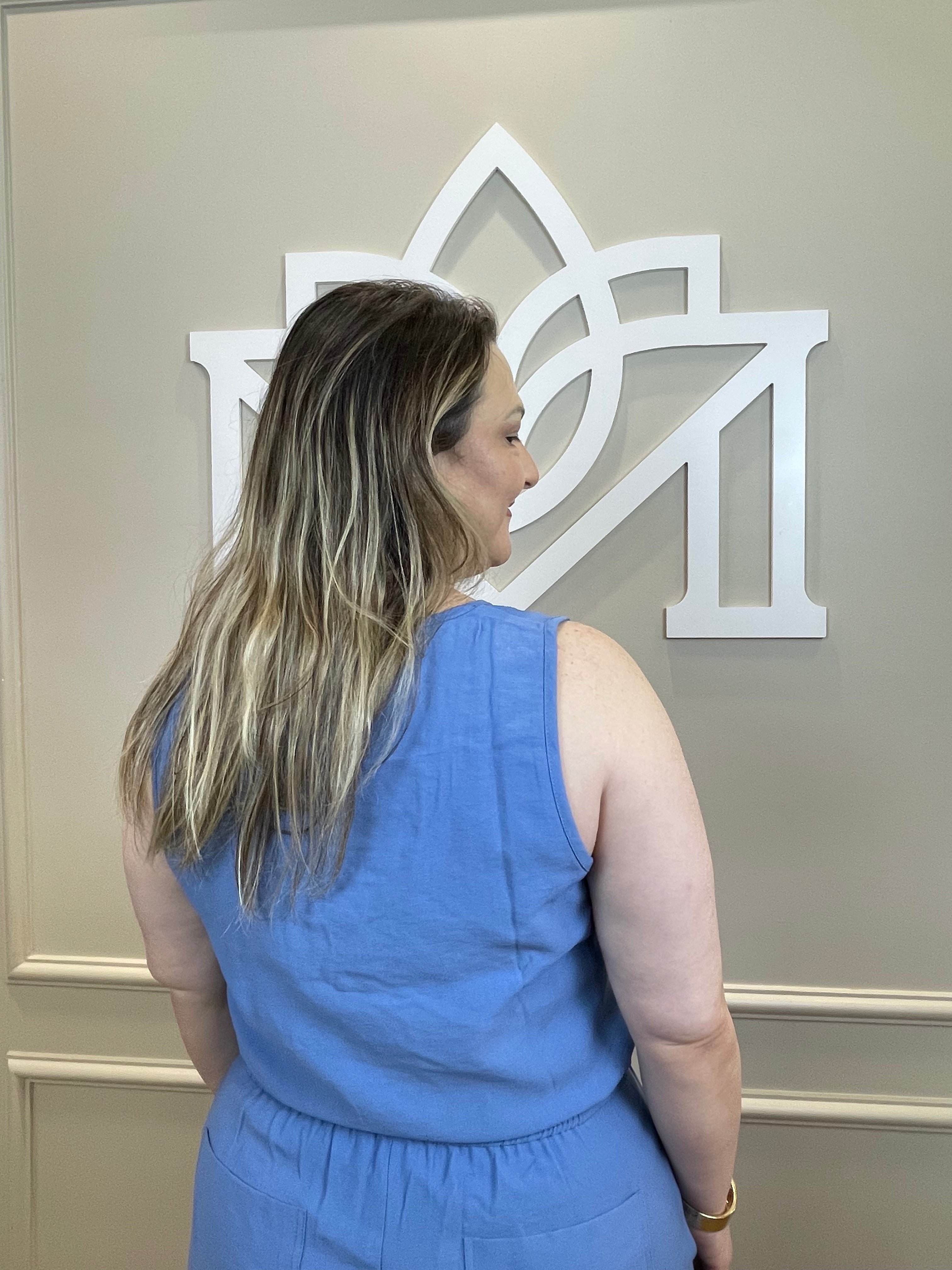 Conjunto de calça e regata azul de botão encapado - Nitrogen