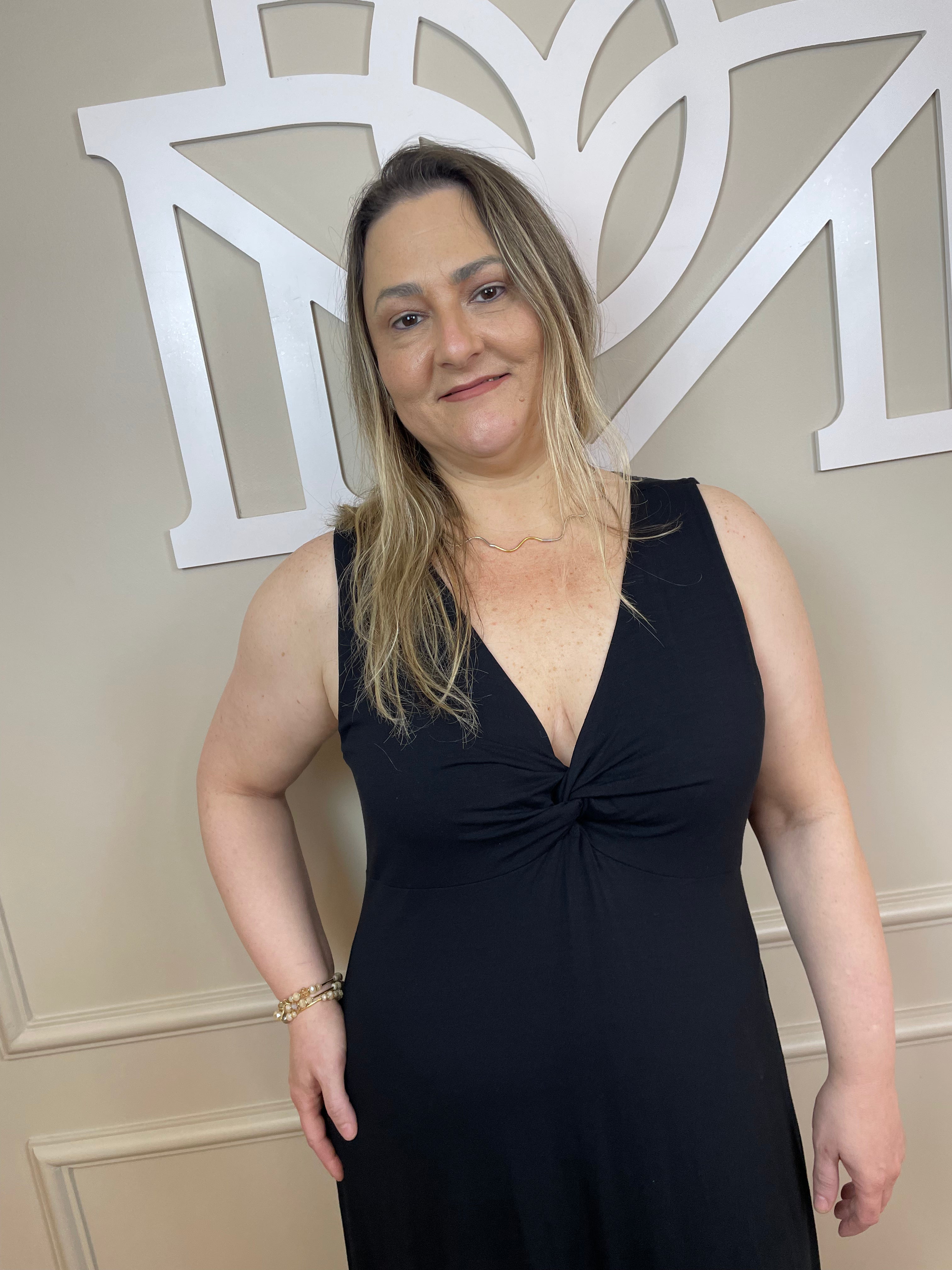 Vestido midi preto nó busto - Seiki