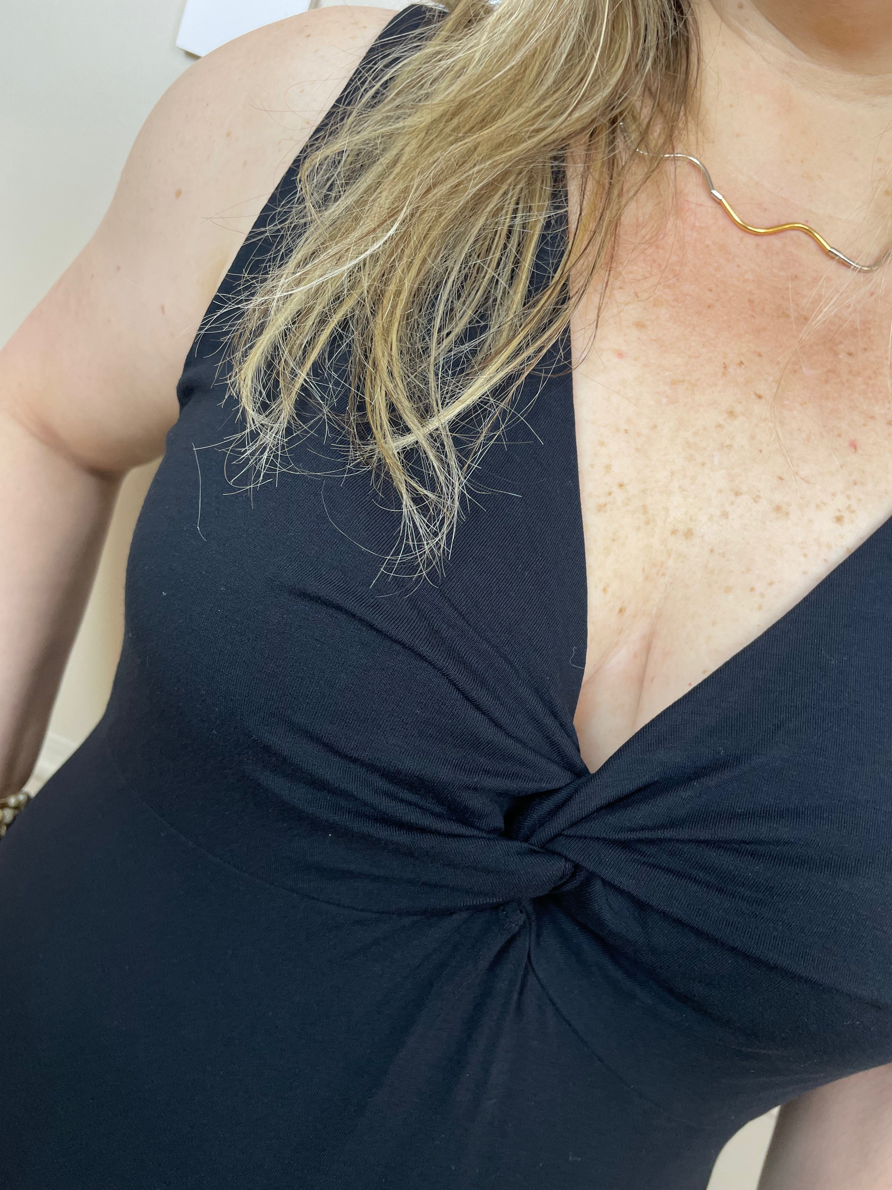 Vestido midi preto nó busto - Seiki