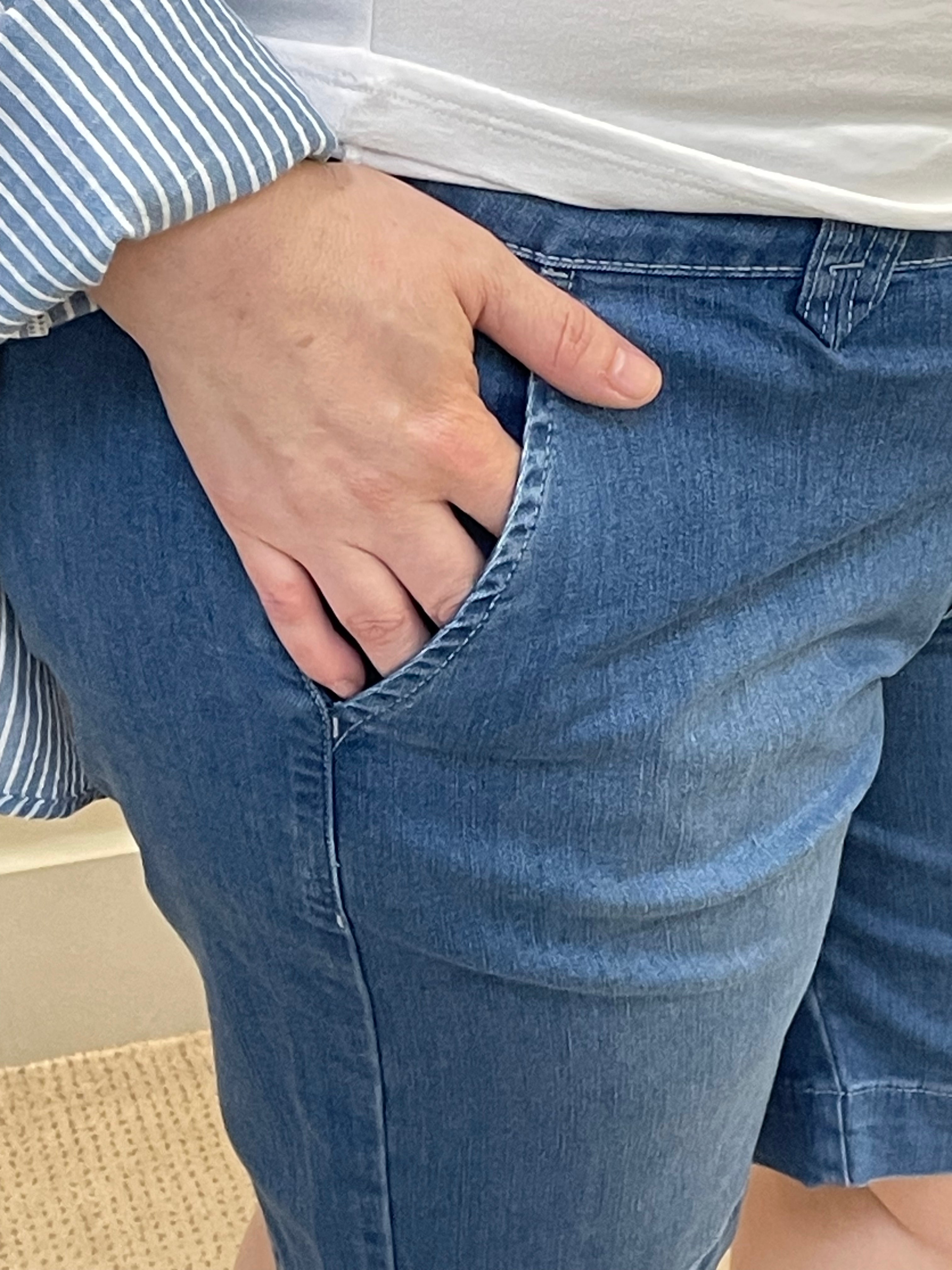 Bermuda jeans stone bolso faca - Zampers