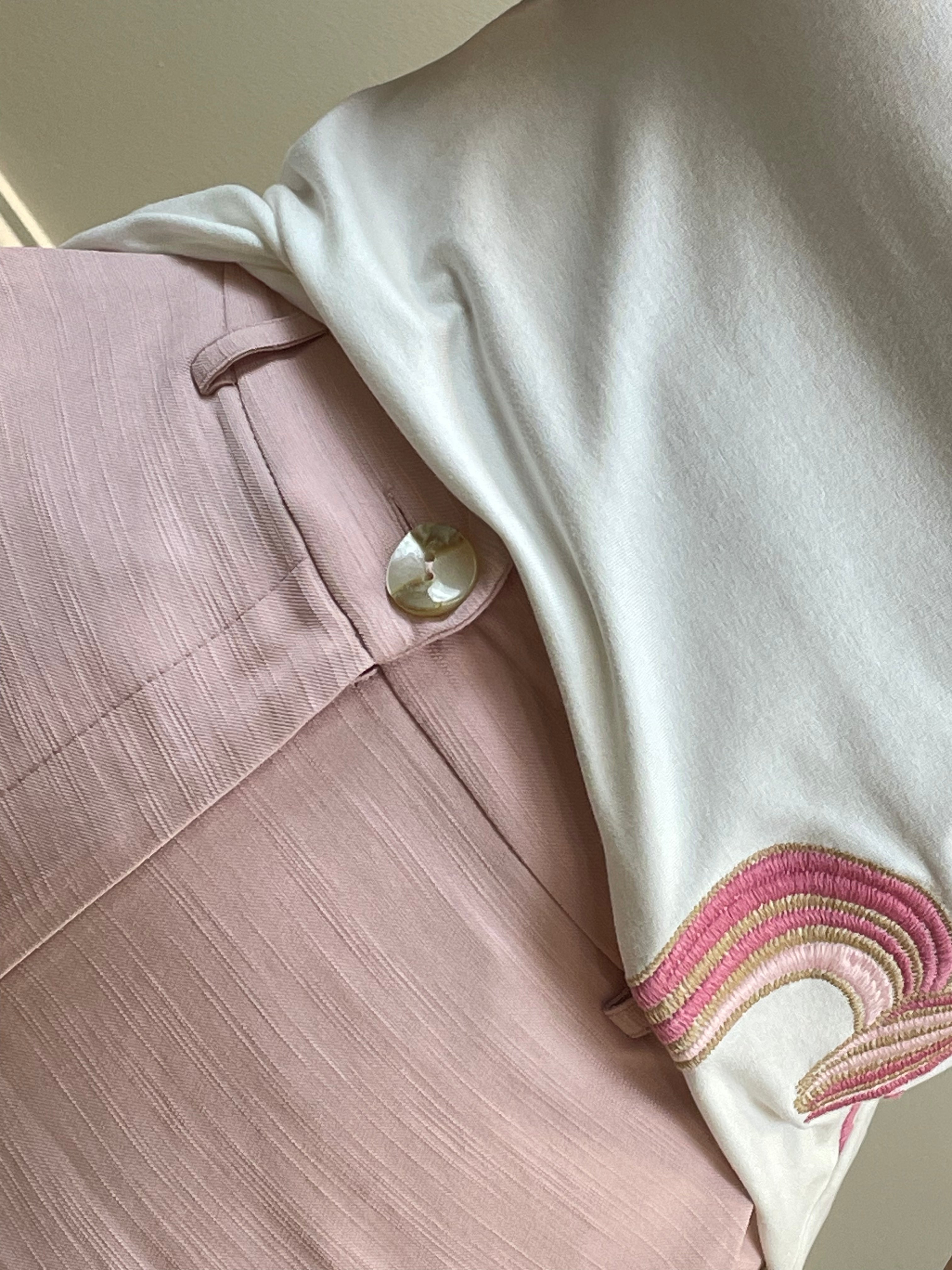 Calça reta alfaiataria bolso botão - Seiki