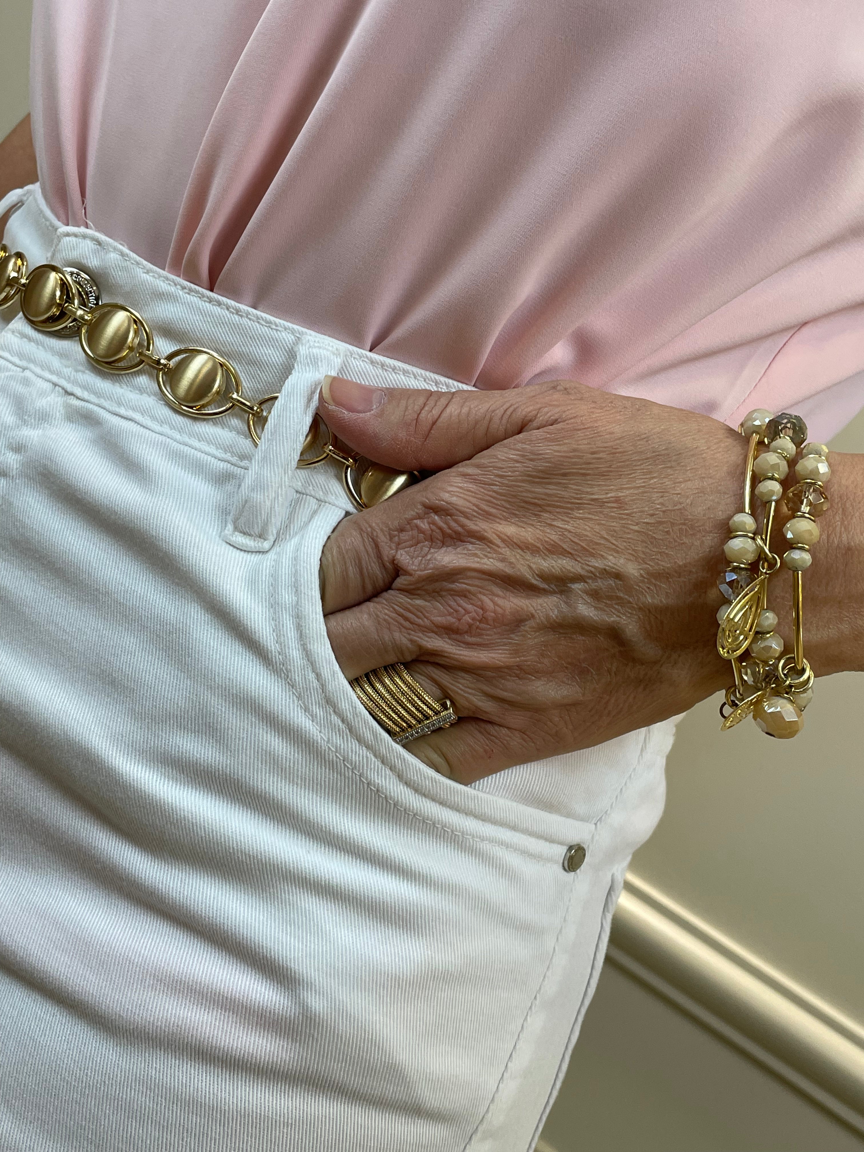 Wide leg branca sarja - Happiness