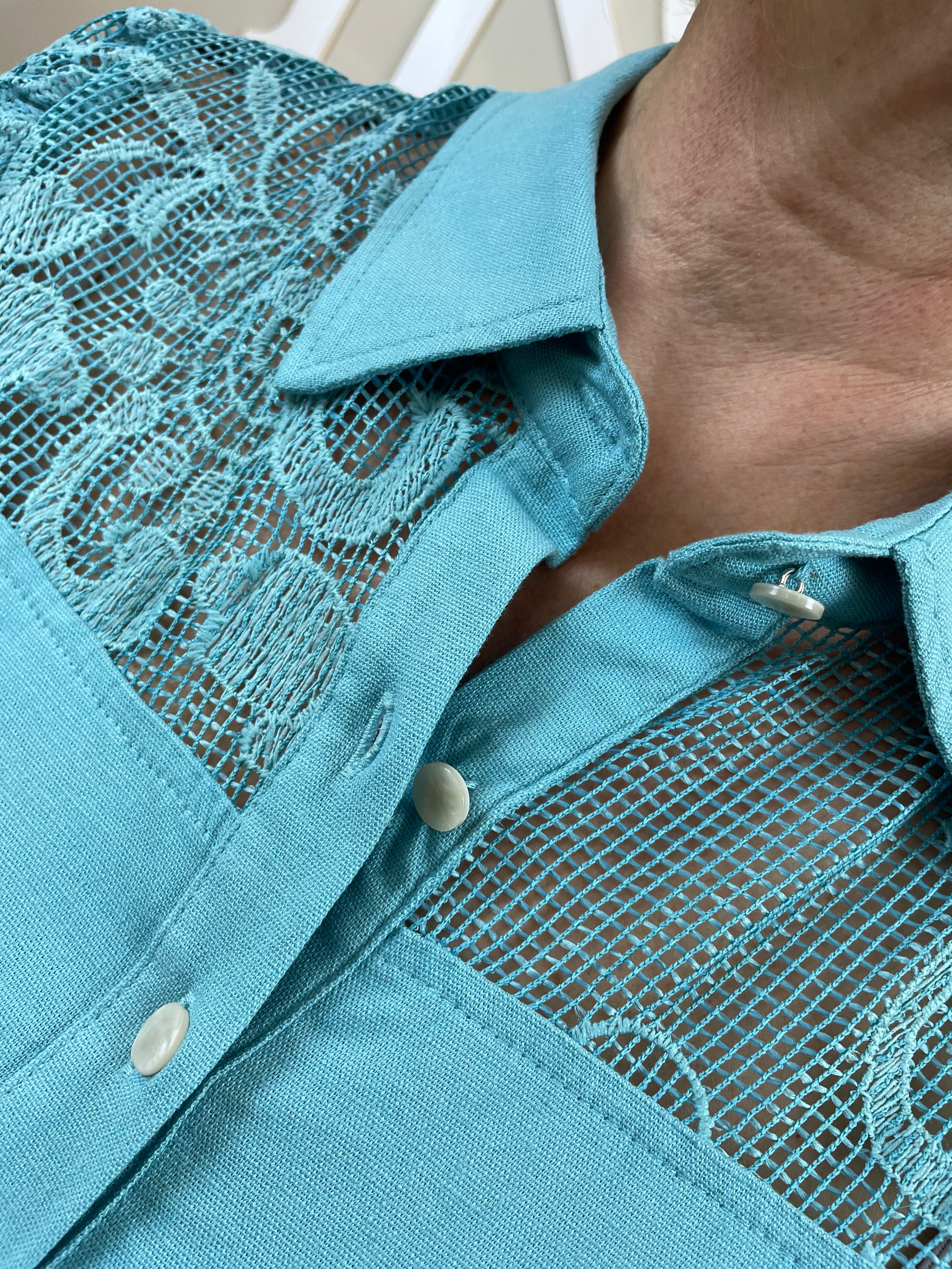 Camisa cropped linho guipir  - Cora