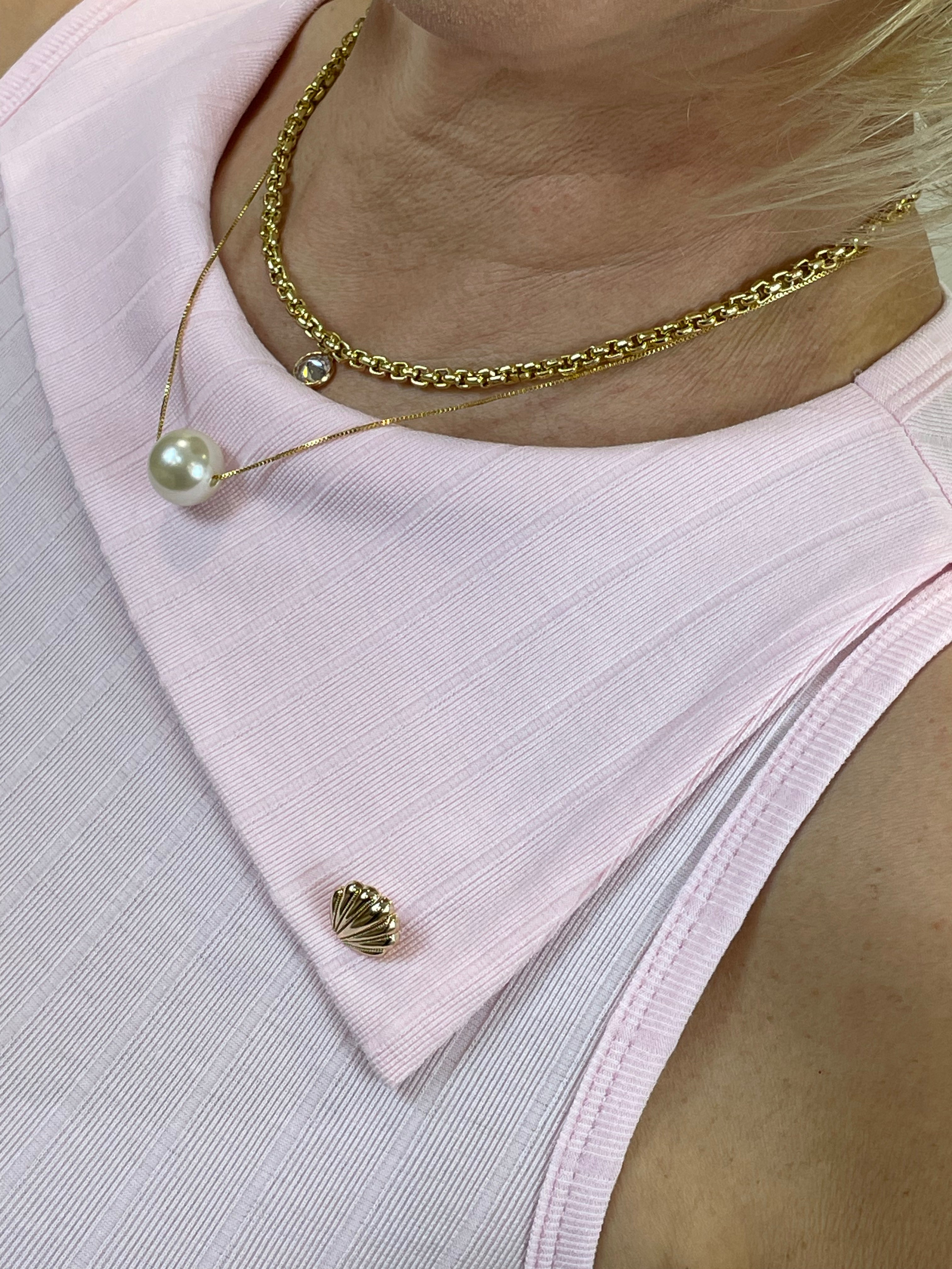 Blusa canelada rosa pala botão