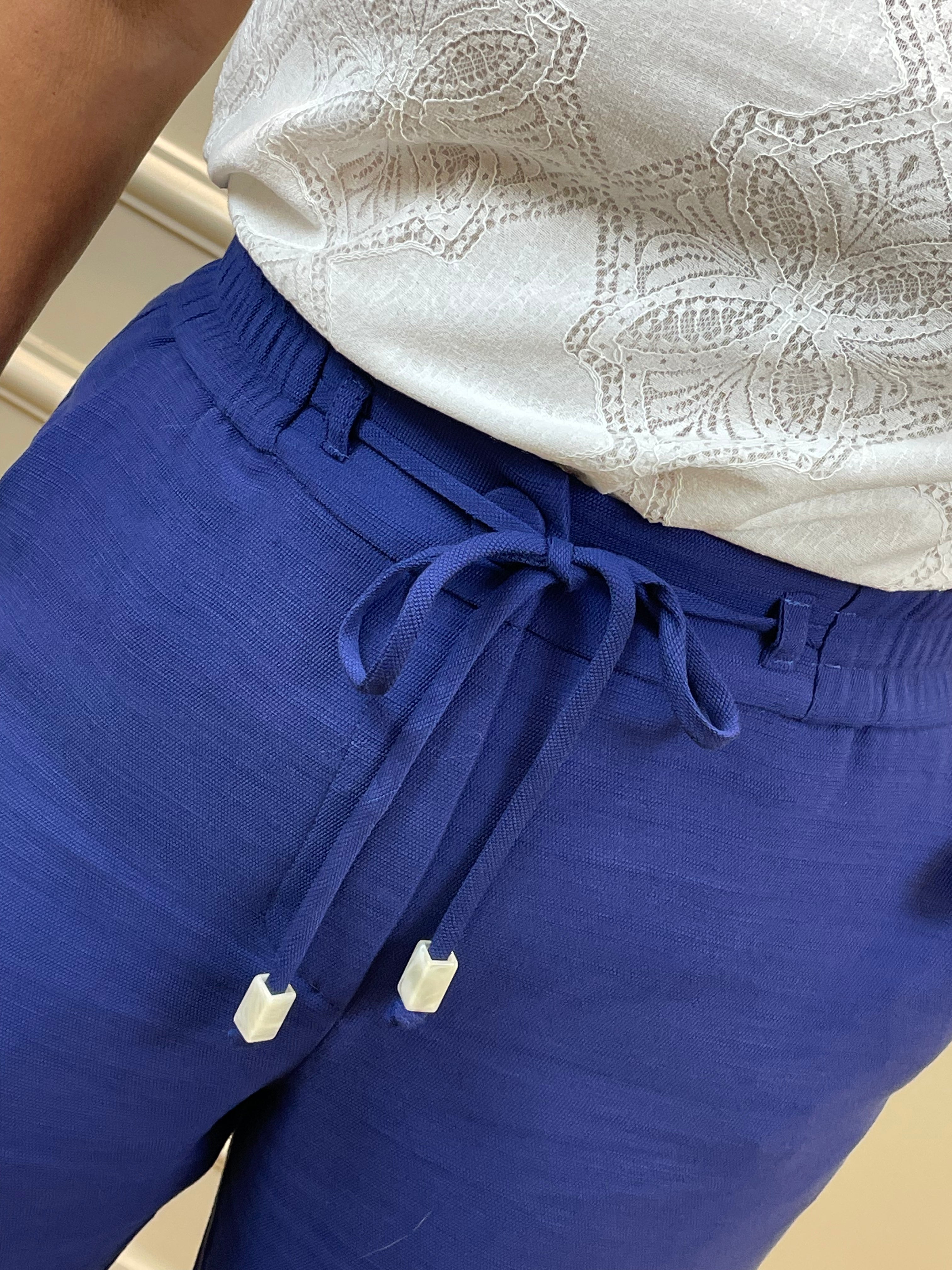 Calça alfaiataria marinho amarração cós - Seiki