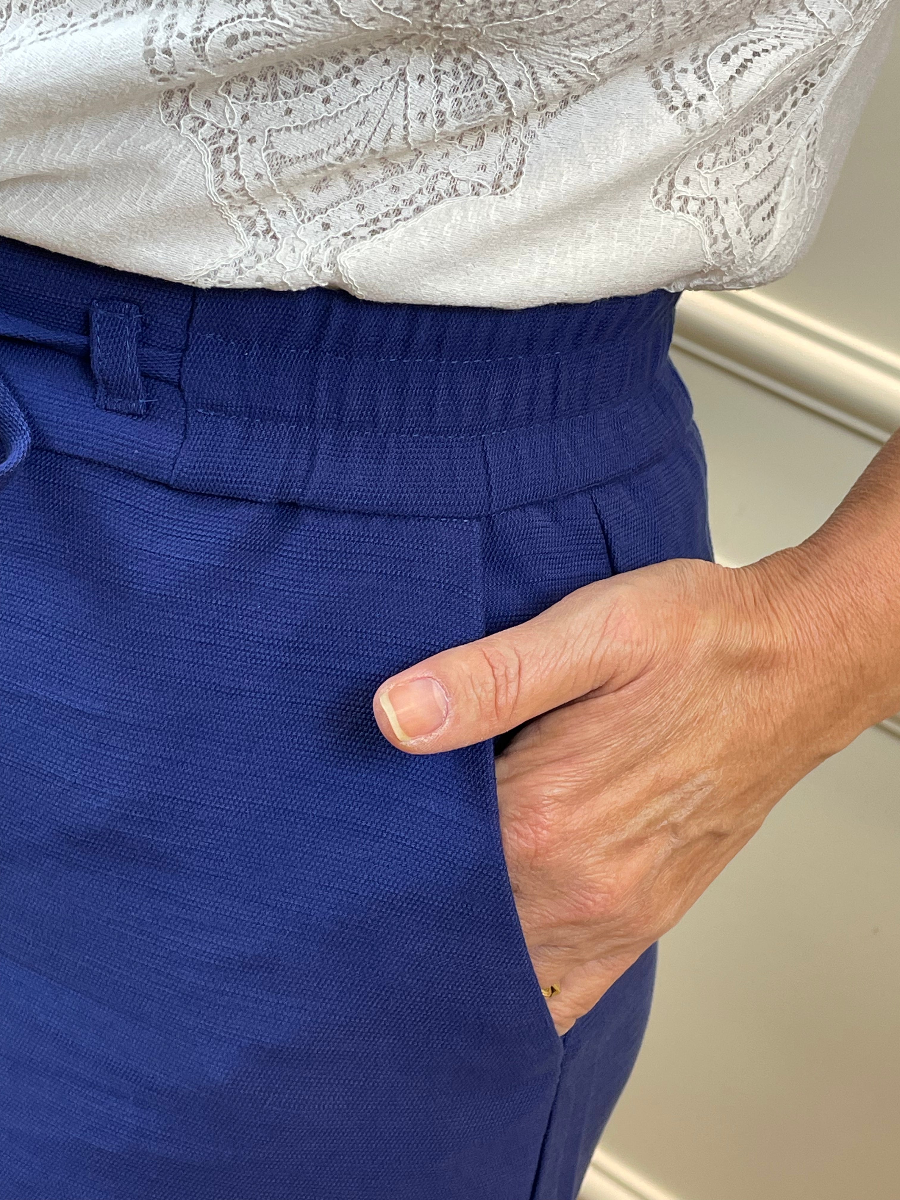 Calça alfaiataria marinho amarração cós - Seiki