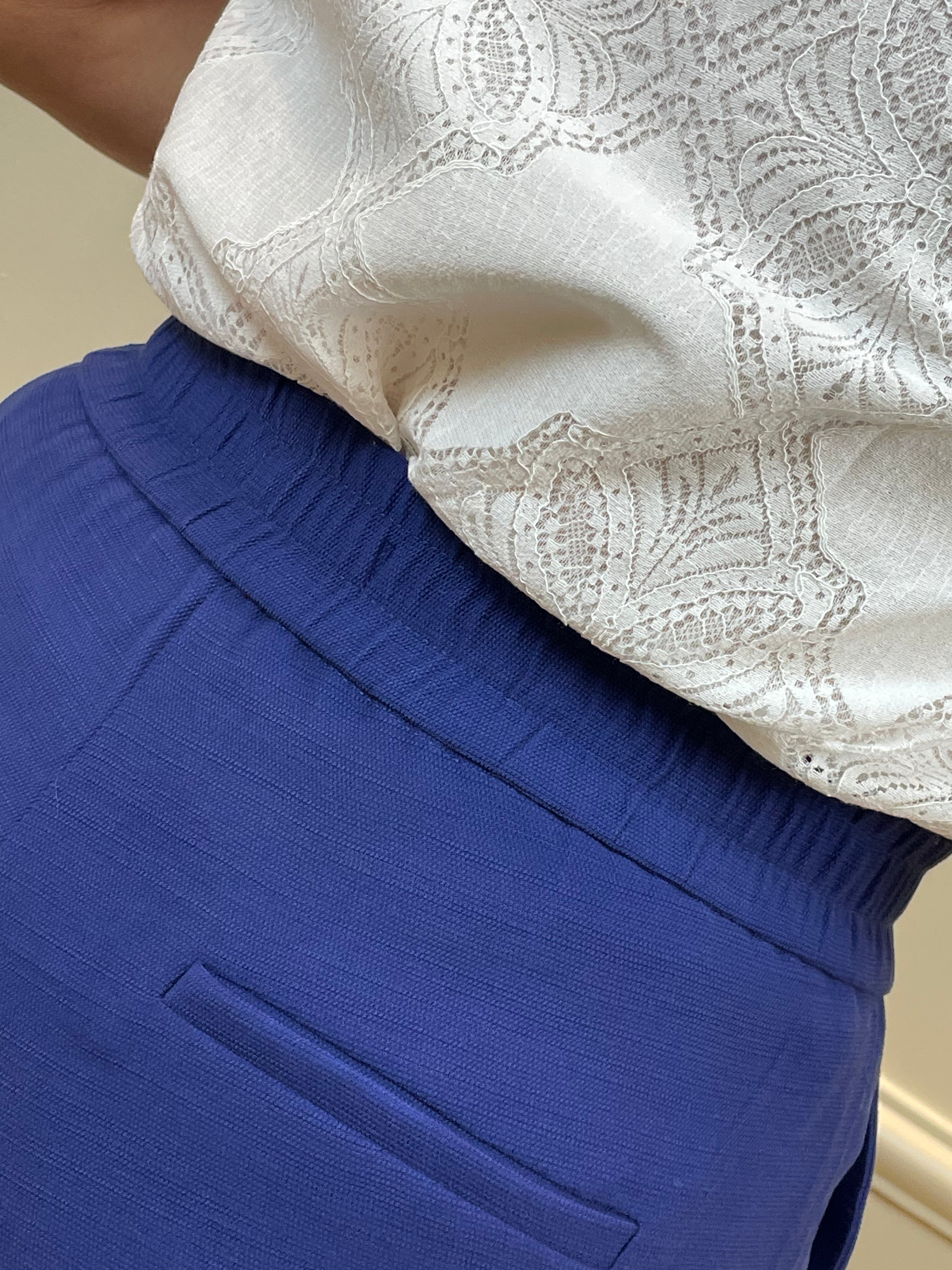 Calça alfaiataria marinho amarração cós - Seiki