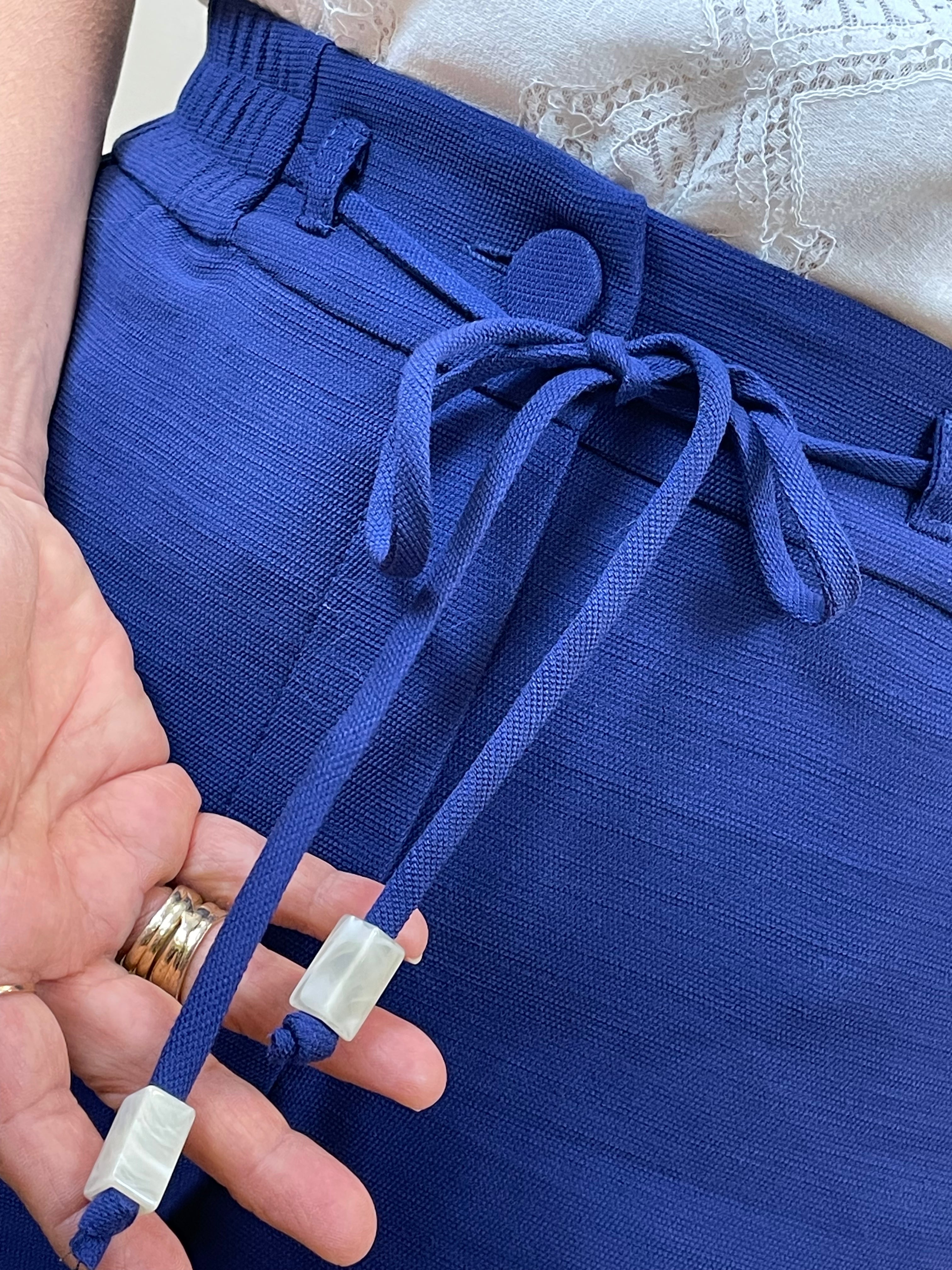 Calça alfaiataria marinho amarração cós - Seiki