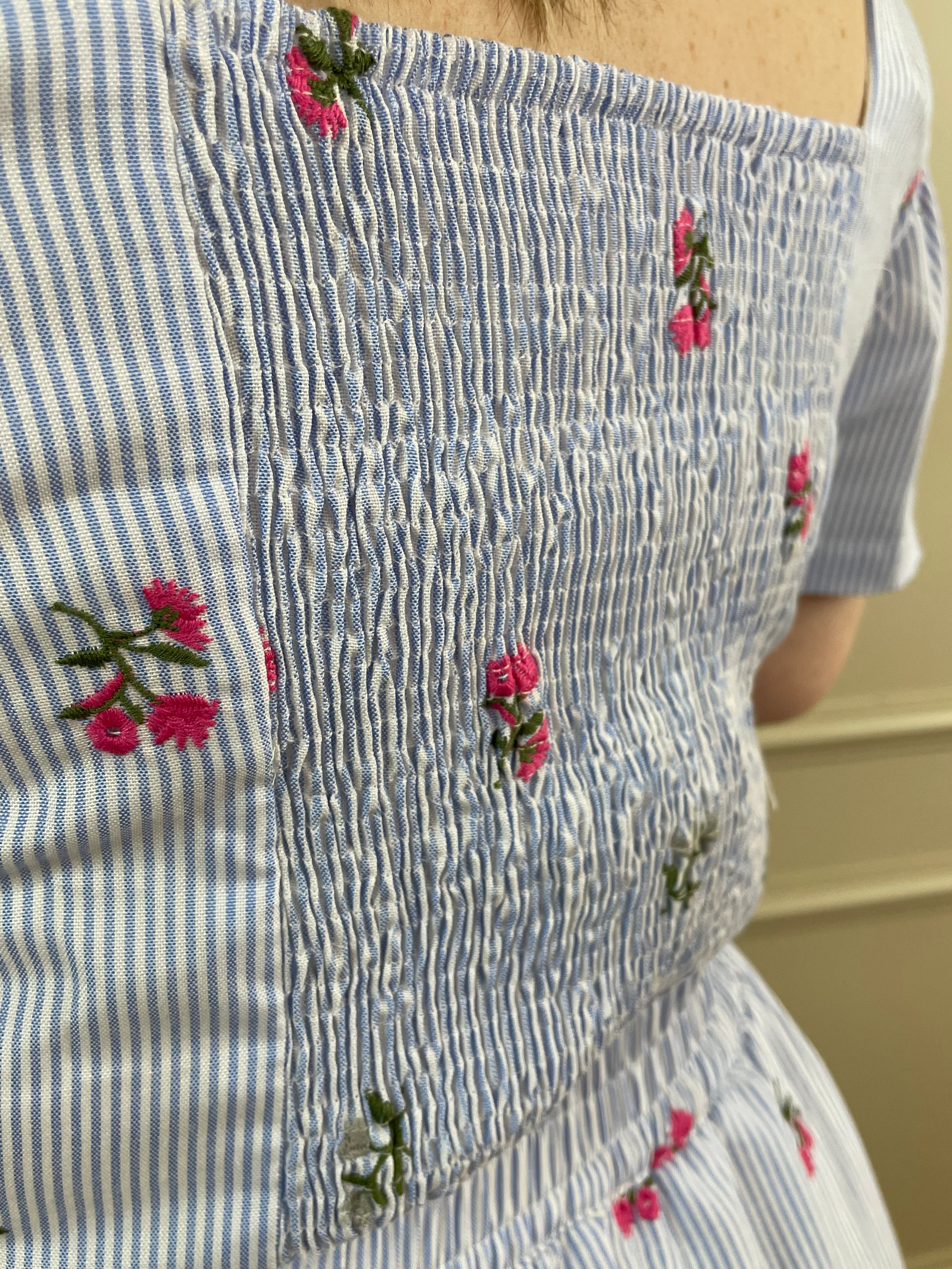 Cropped listra bordado flor- Savannah