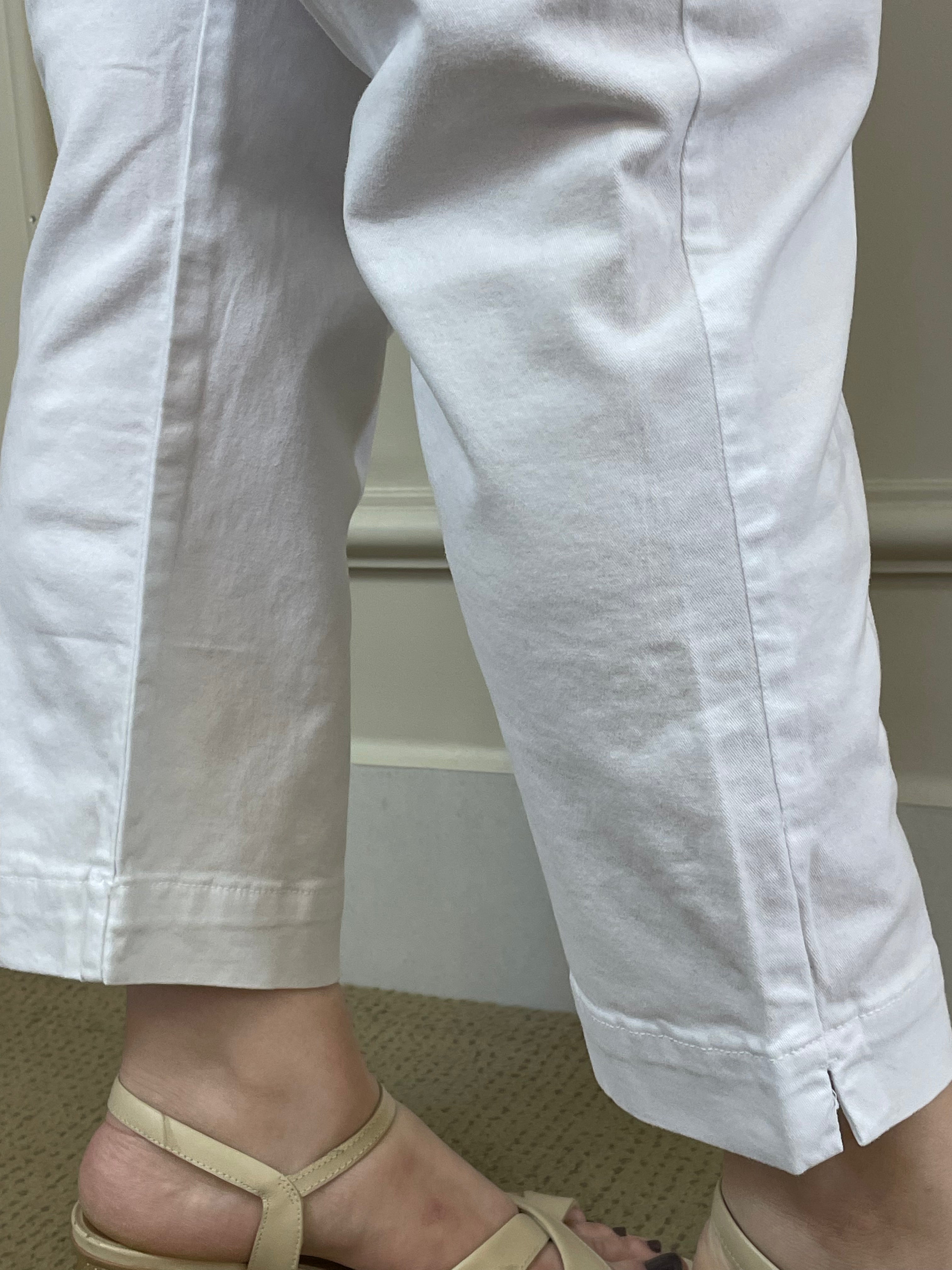 Capri branca sarja bolso faca - Zampers