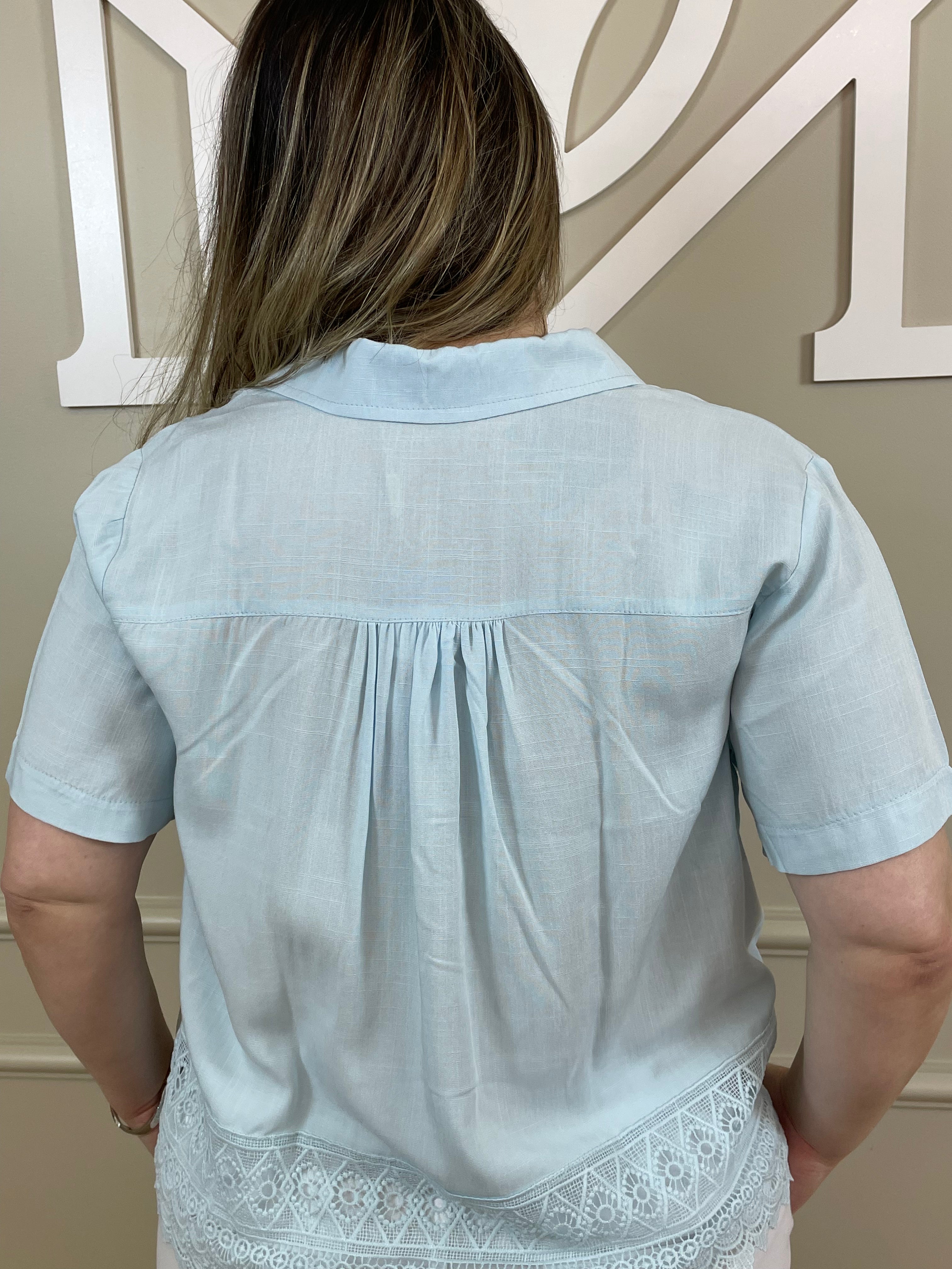 Camisa azulzinha barrado guipir