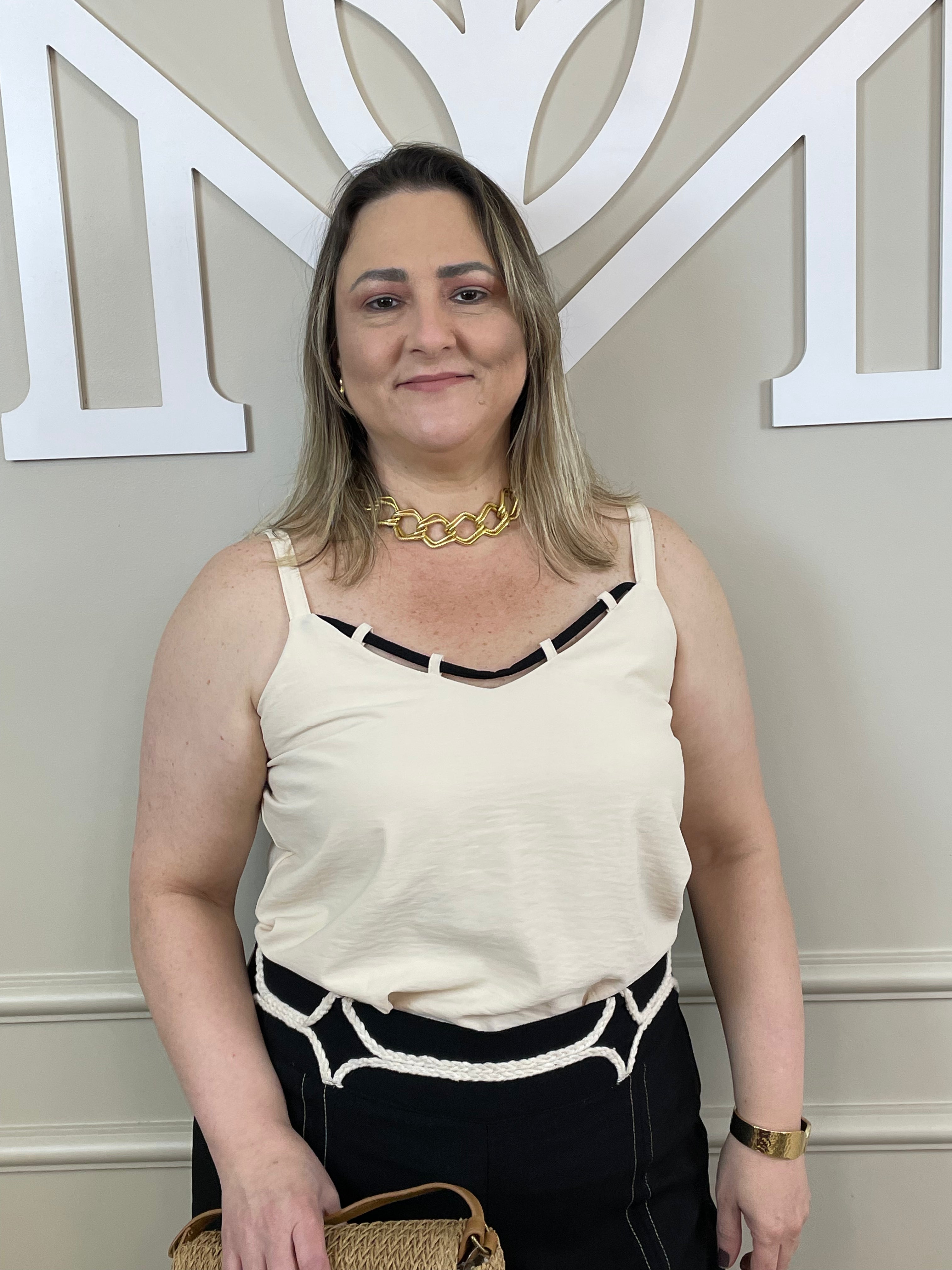 Conjunto calça alfaiataria preto cós