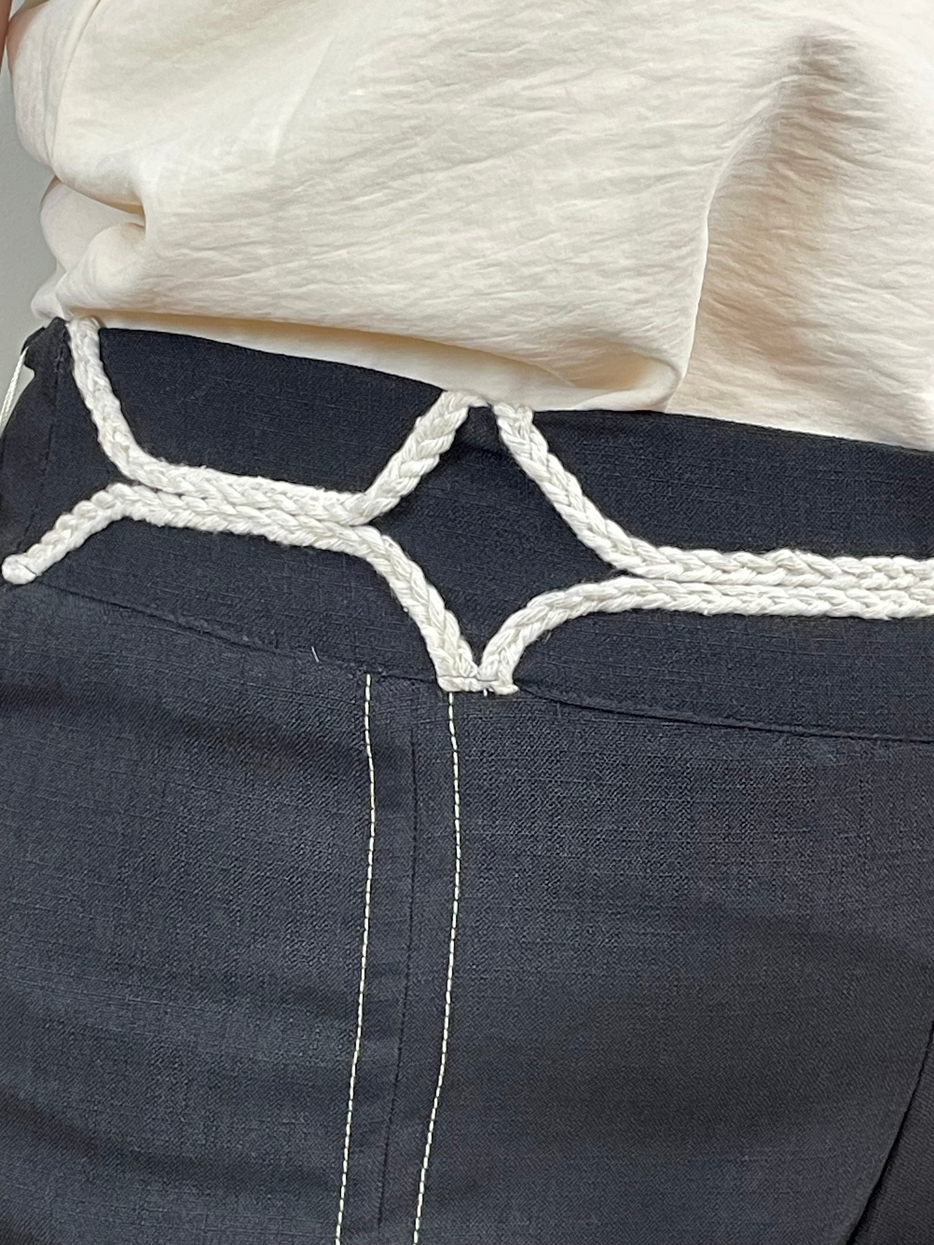 Conjunto calça alfaiataria preto cós