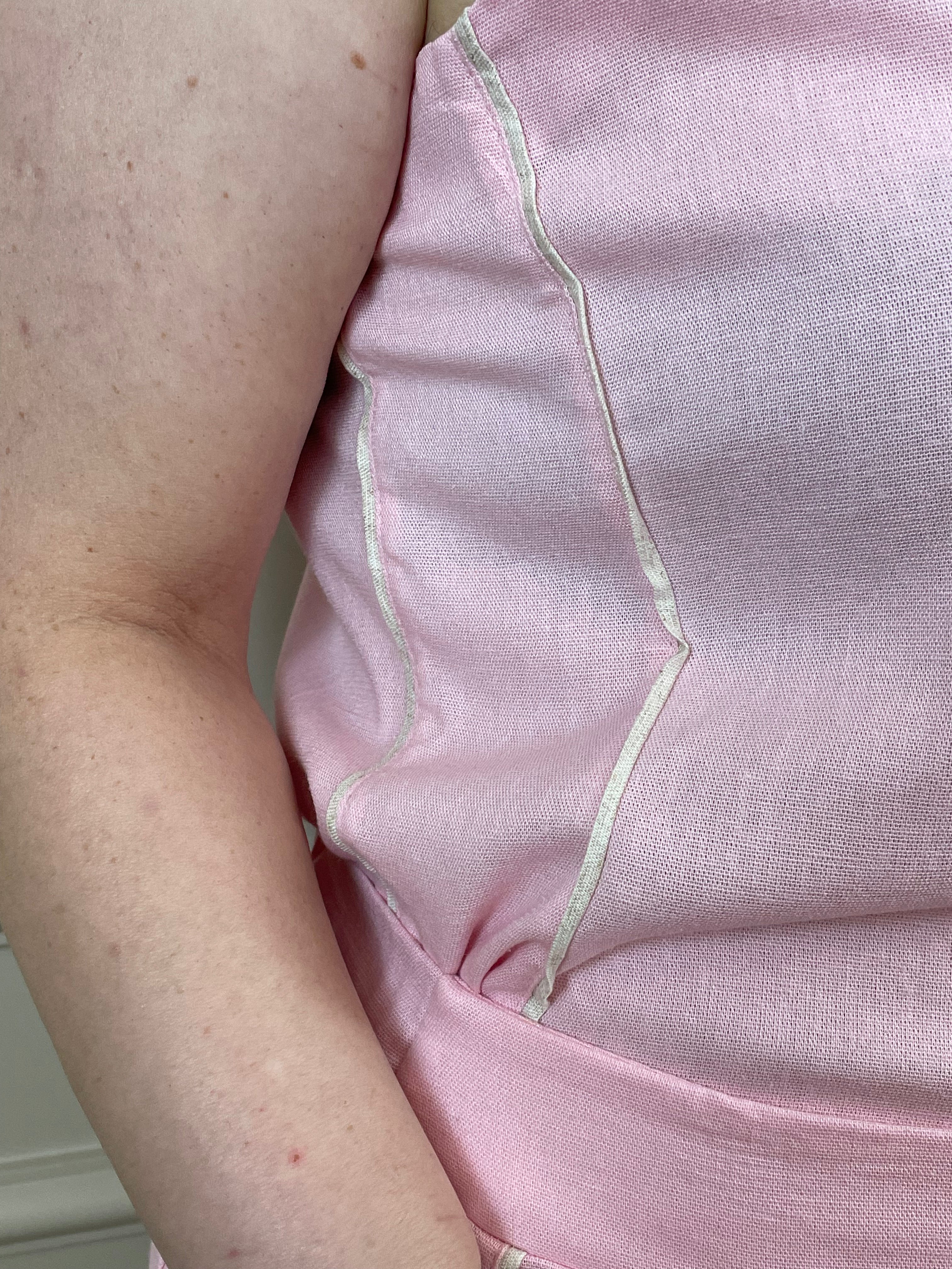 Conjunto short linho rosinha viés bege - Pimenta roxa