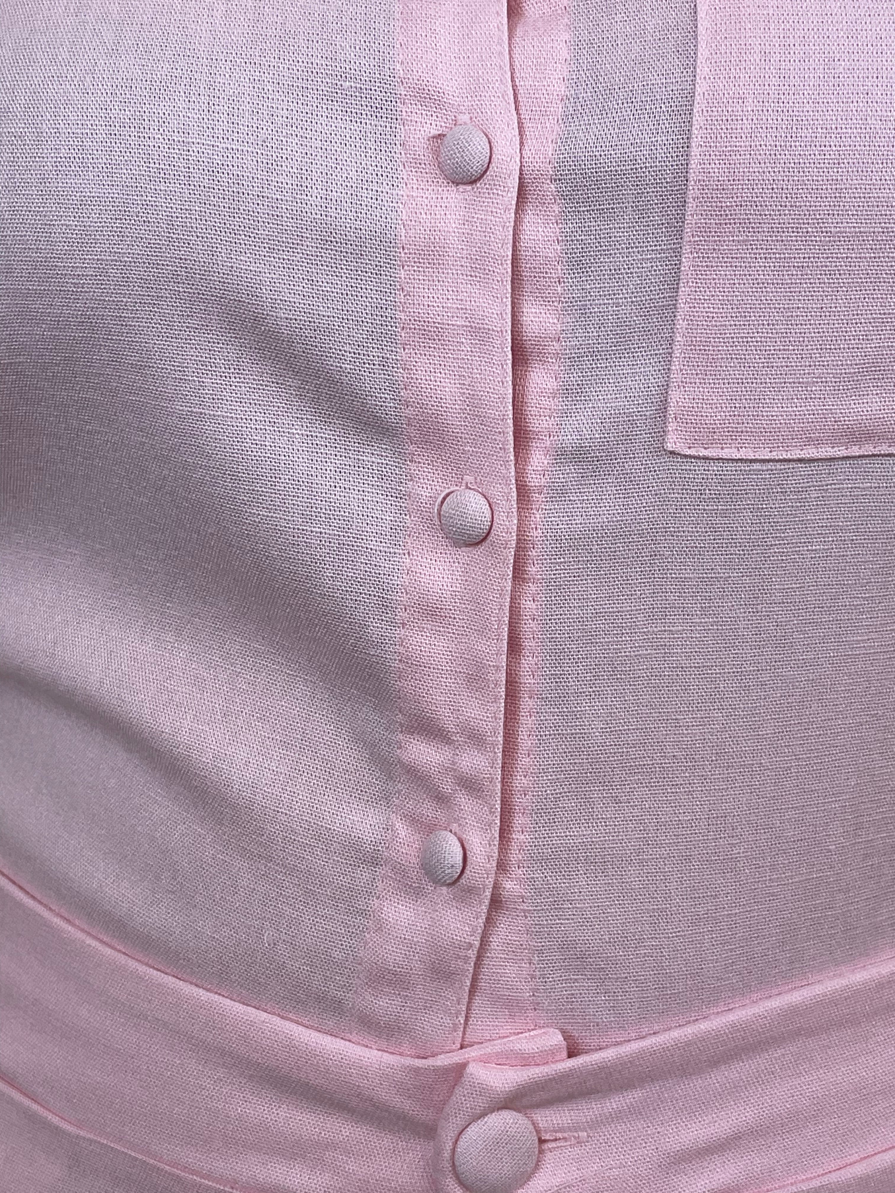 Conjunto short linho rosinha viés bege - Pimenta roxa