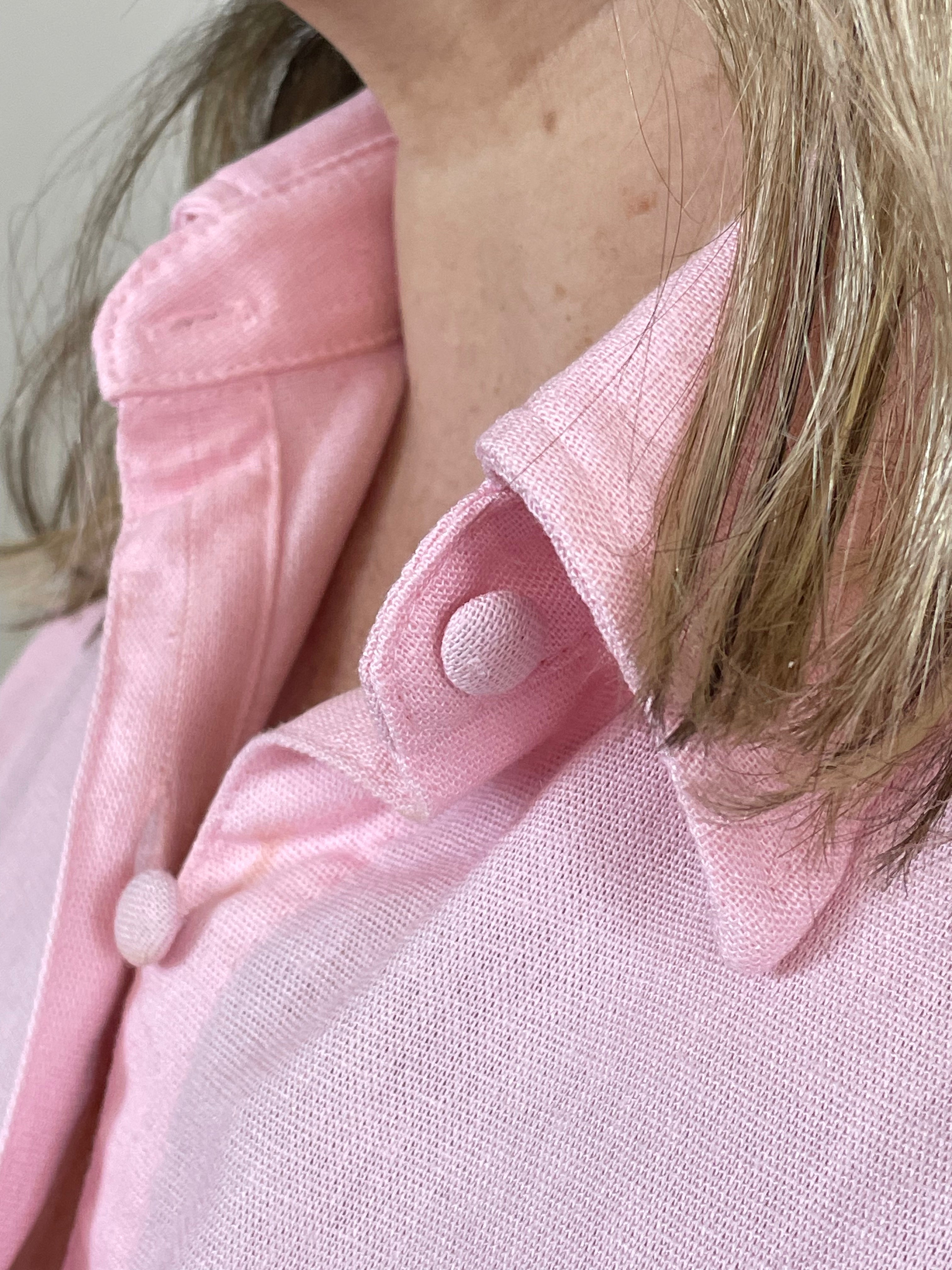 Conjunto short linho rosinha viés bege - Pimenta roxa