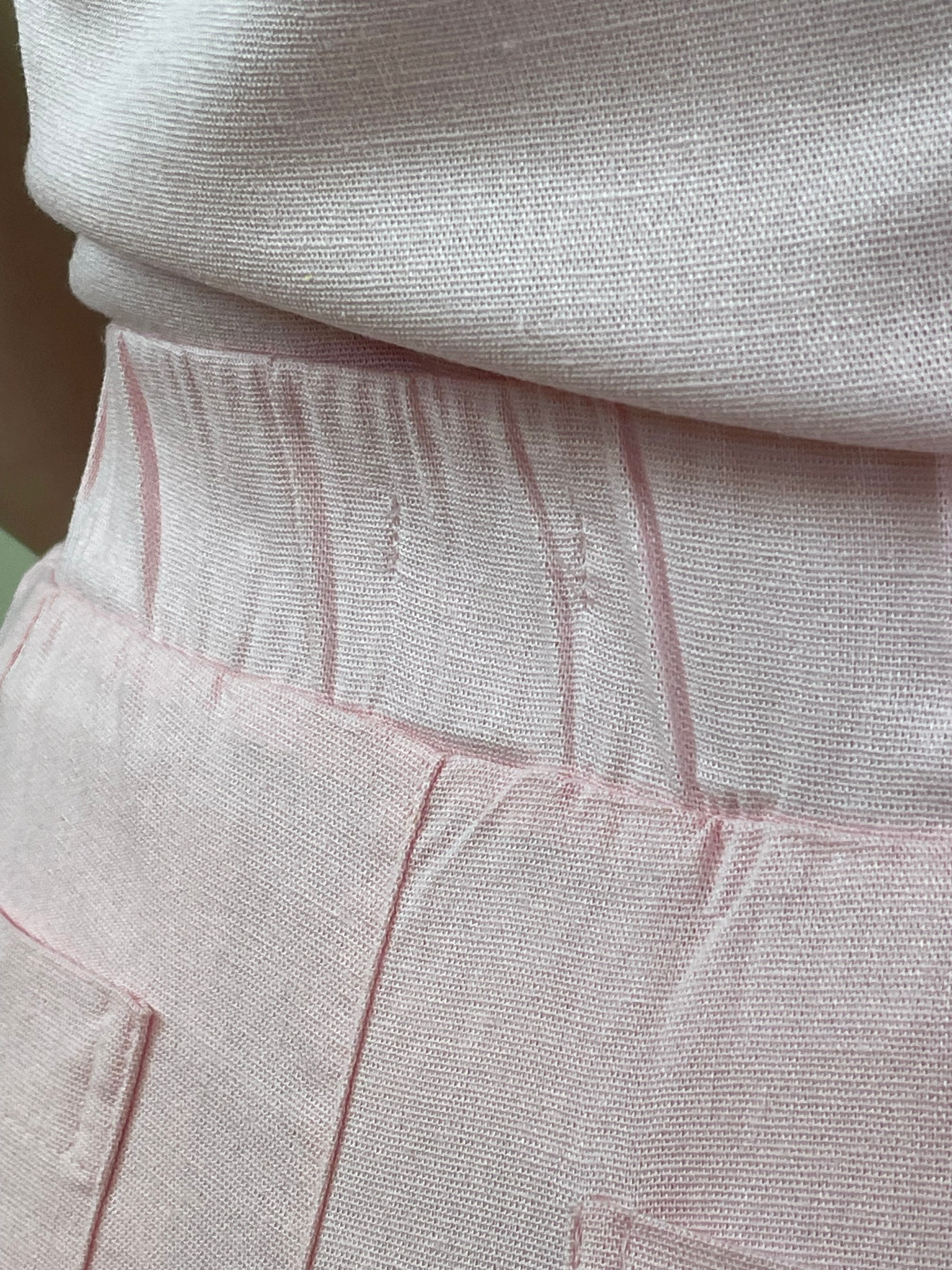 Conjunto short linho rosinha viés bege - Pimenta roxa