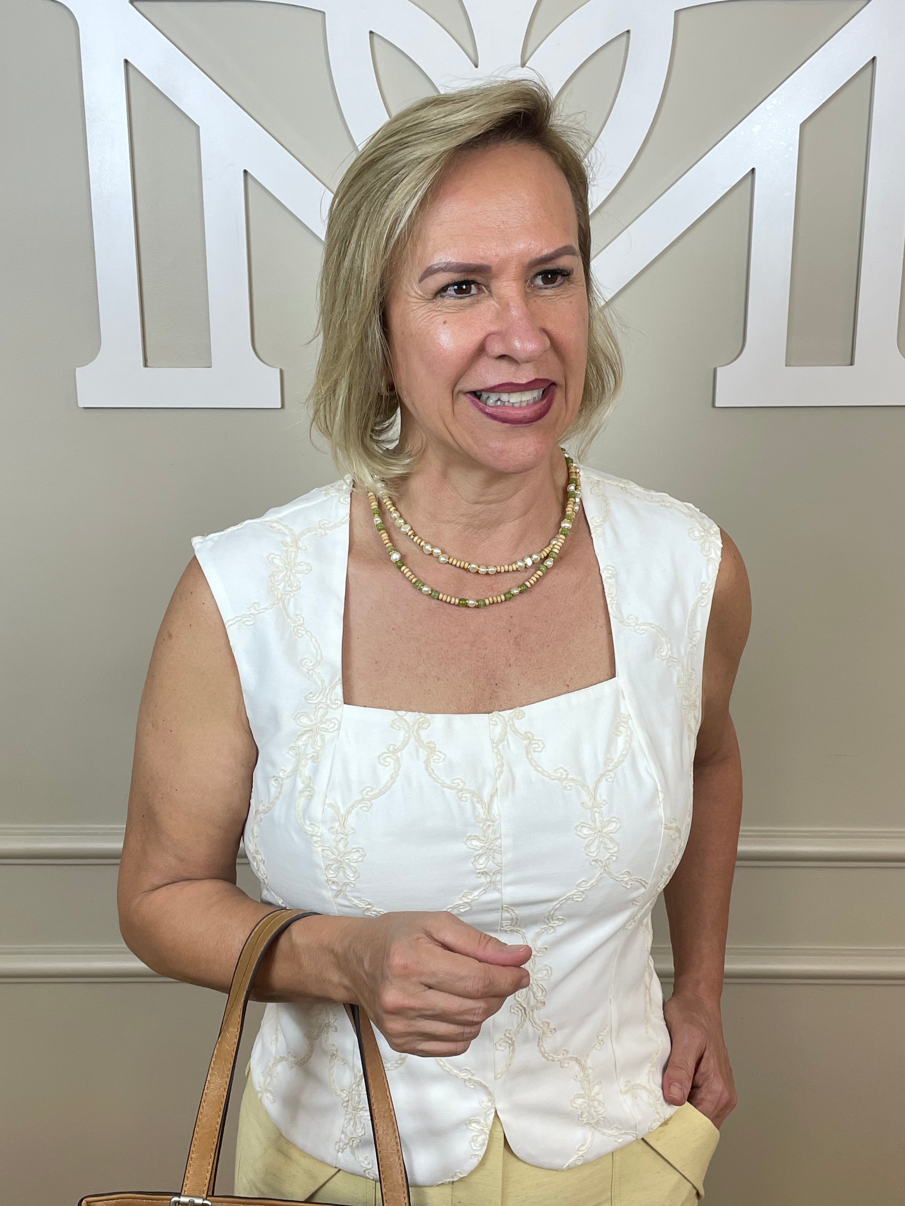 Calça viscolinho amarela botão bolso - Seiki