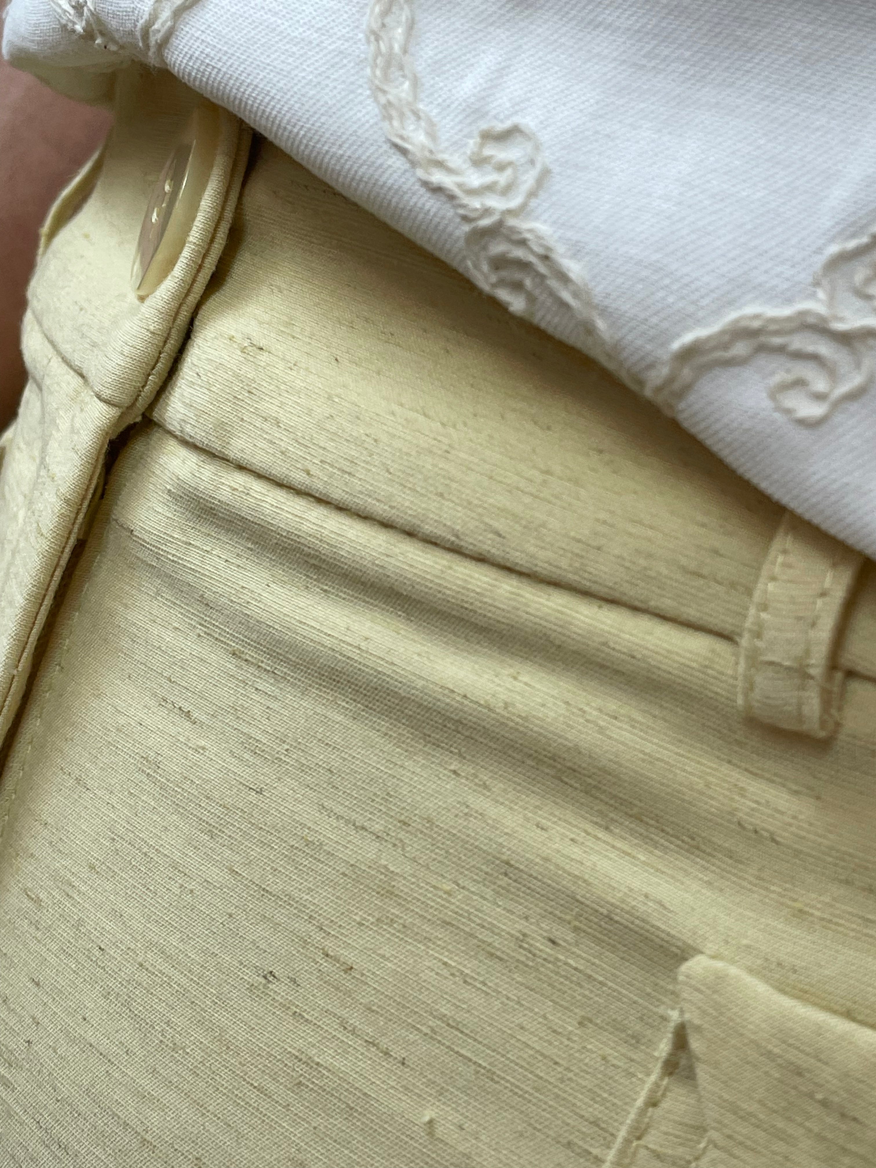 Calça viscolinho amarela botão bolso - Seiki