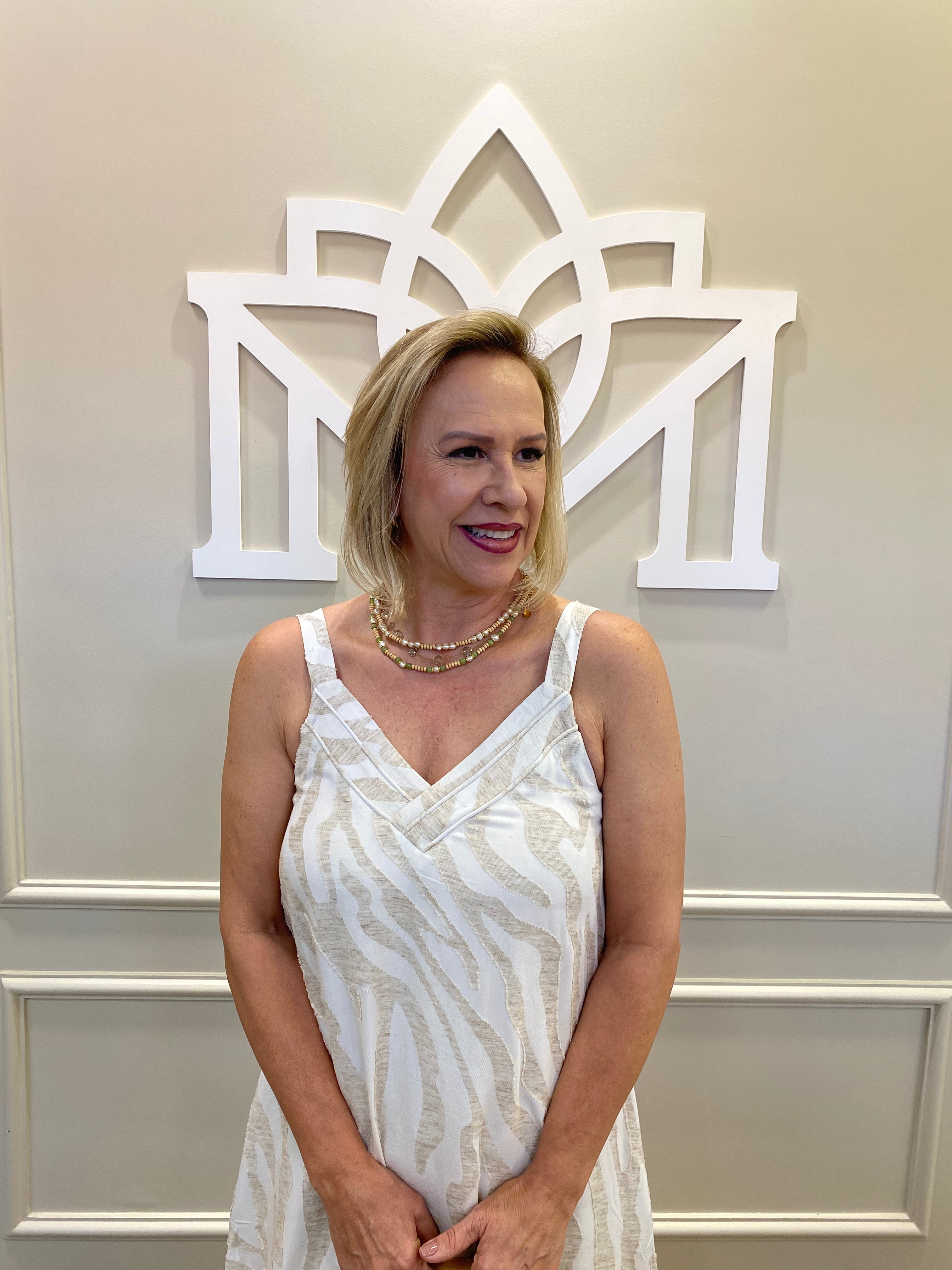 Vestido midi off riscos linho natural - Seiki