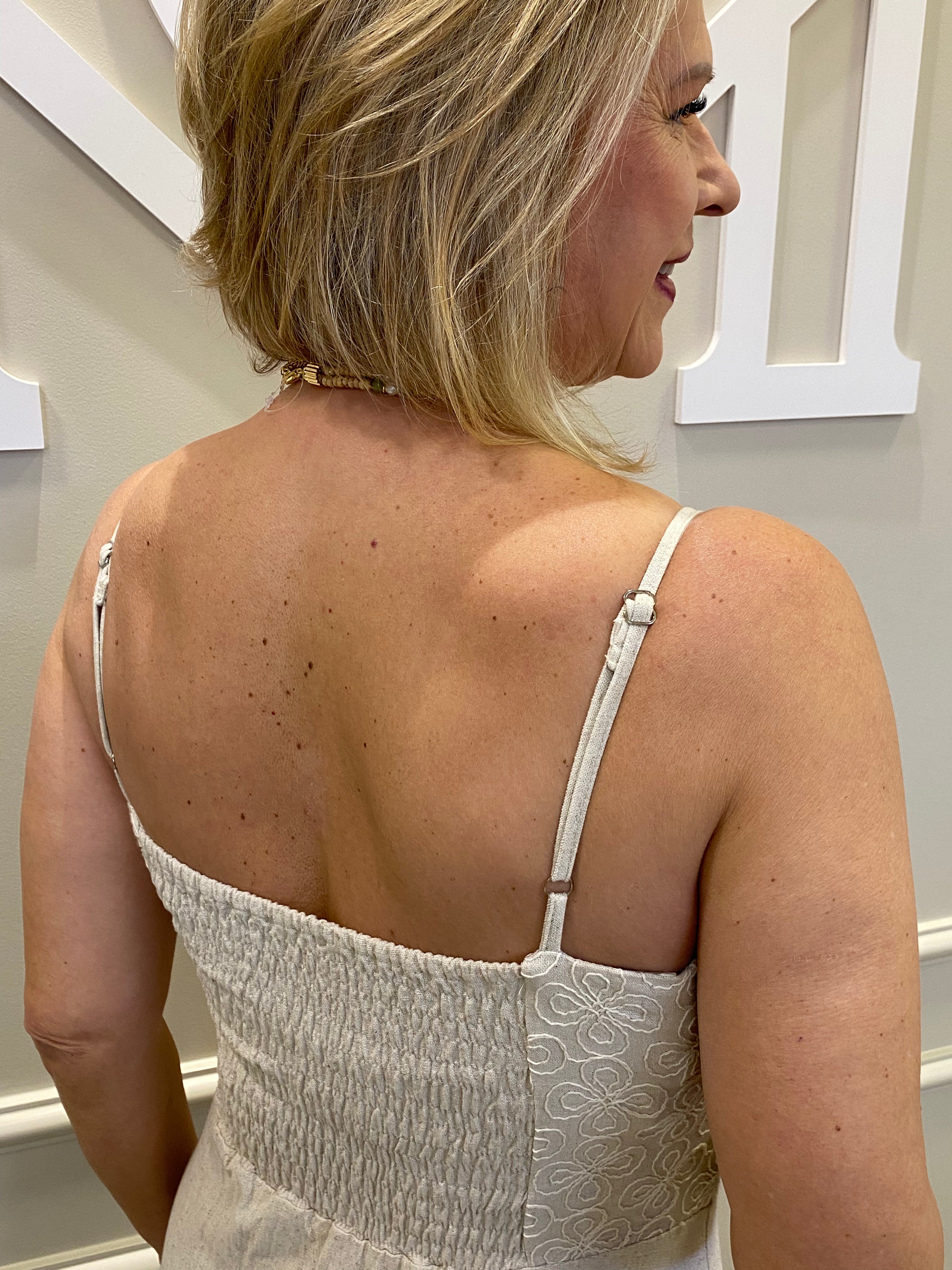 Vestido longo linho natural bordado