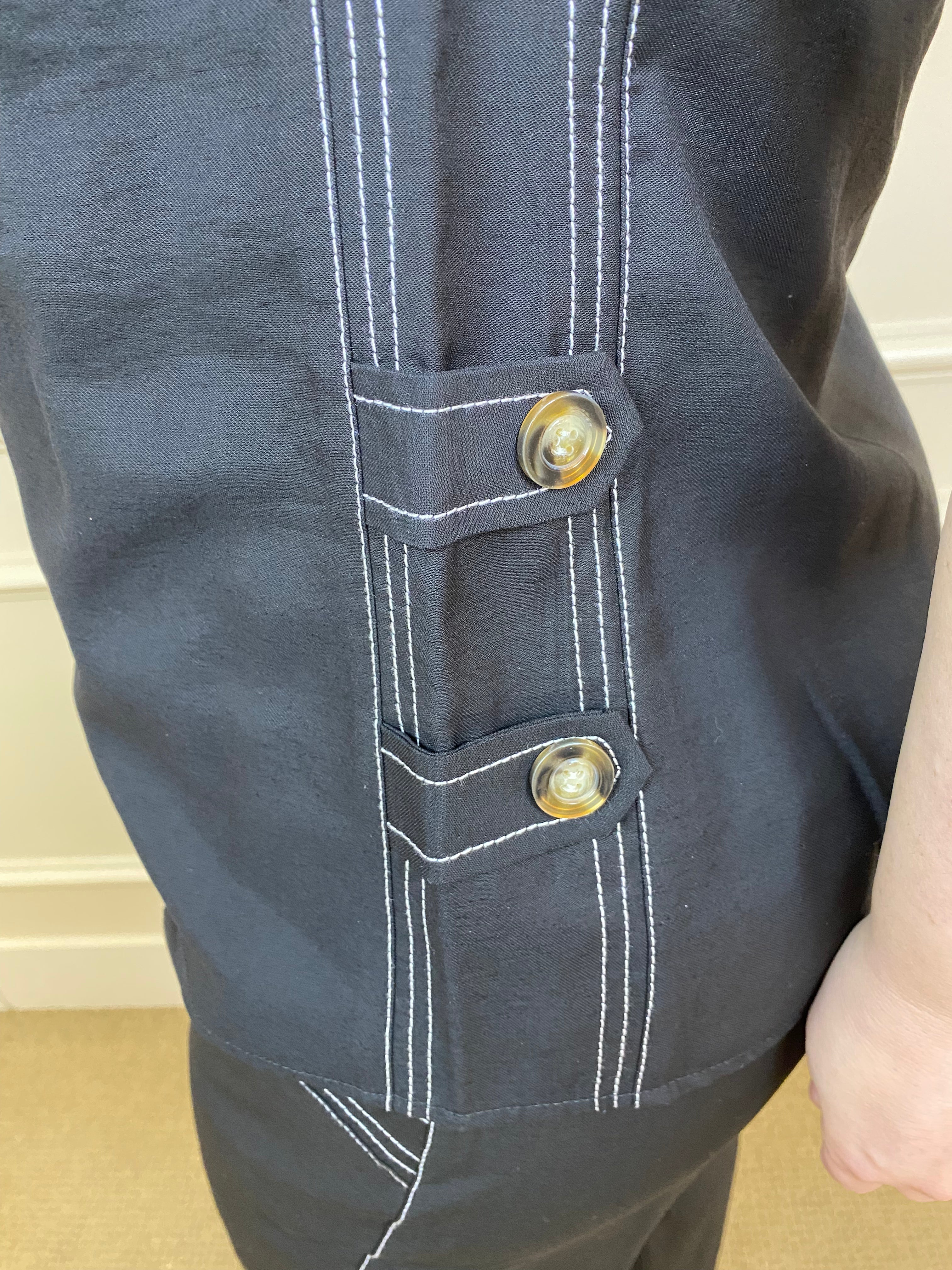 Conjunto calça alfaiataria preto botão - Areen