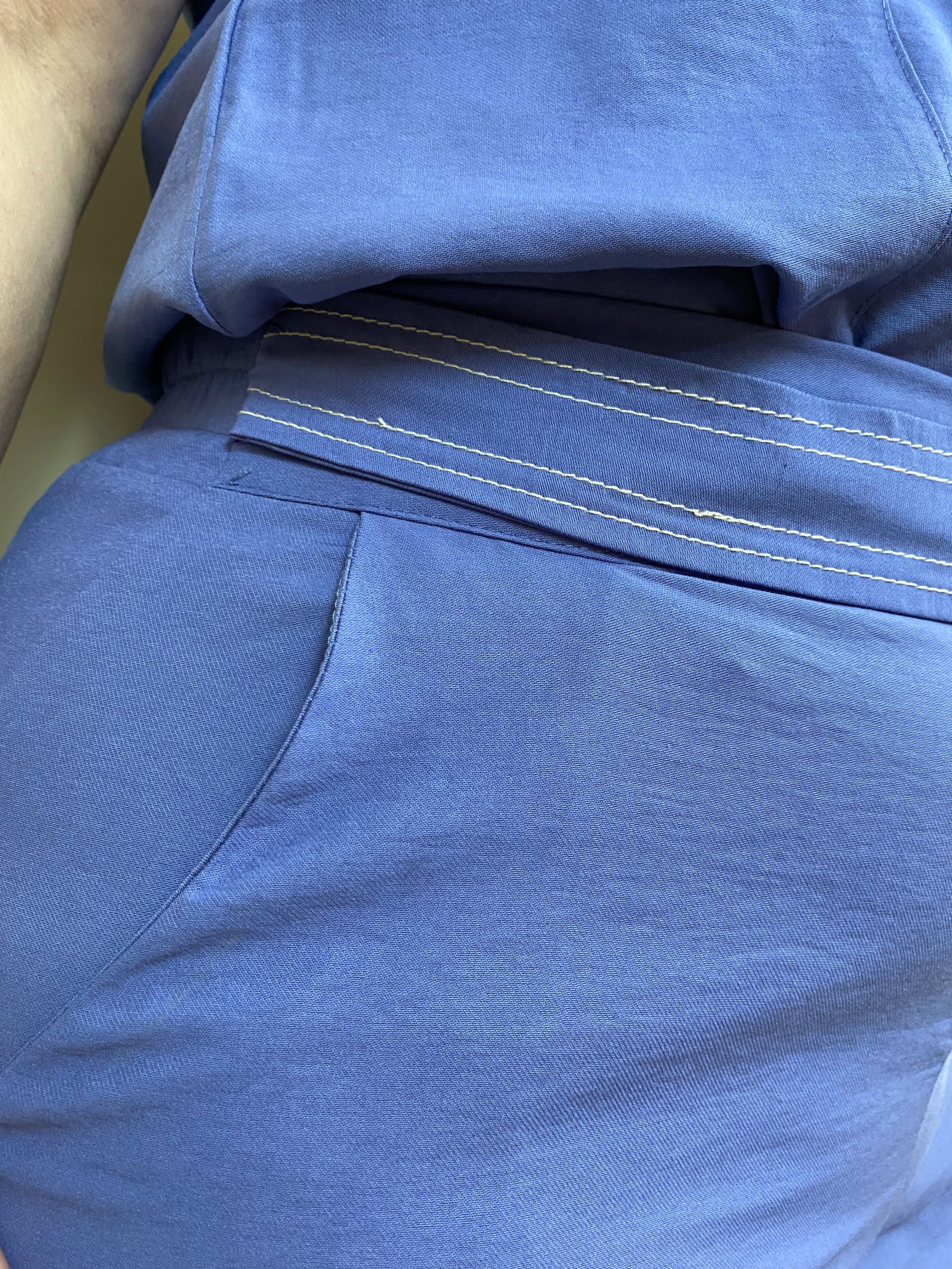 Conjunto calça alfaiataria azul pesponto - Areen