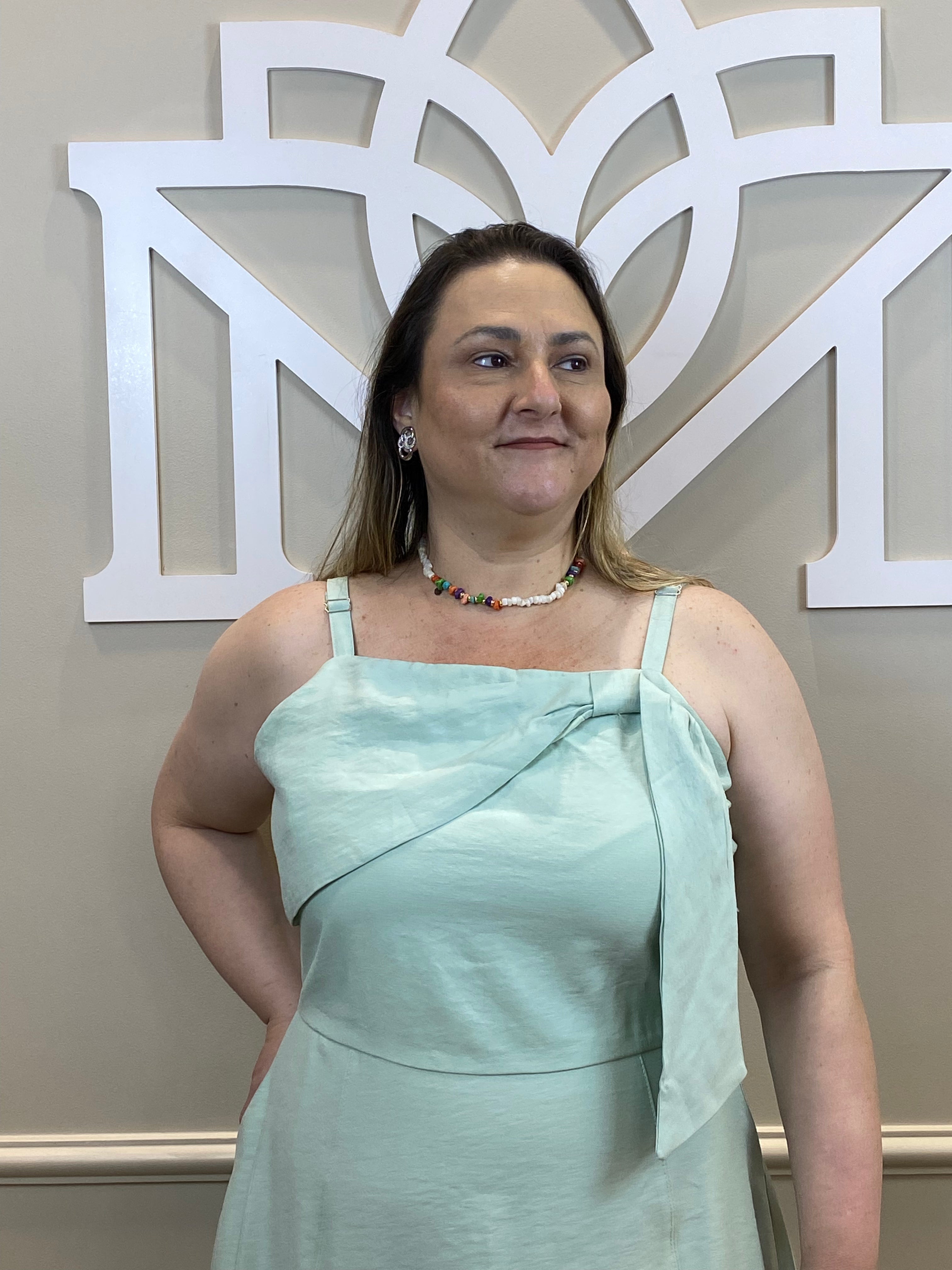 Vestido verdinho laço decote