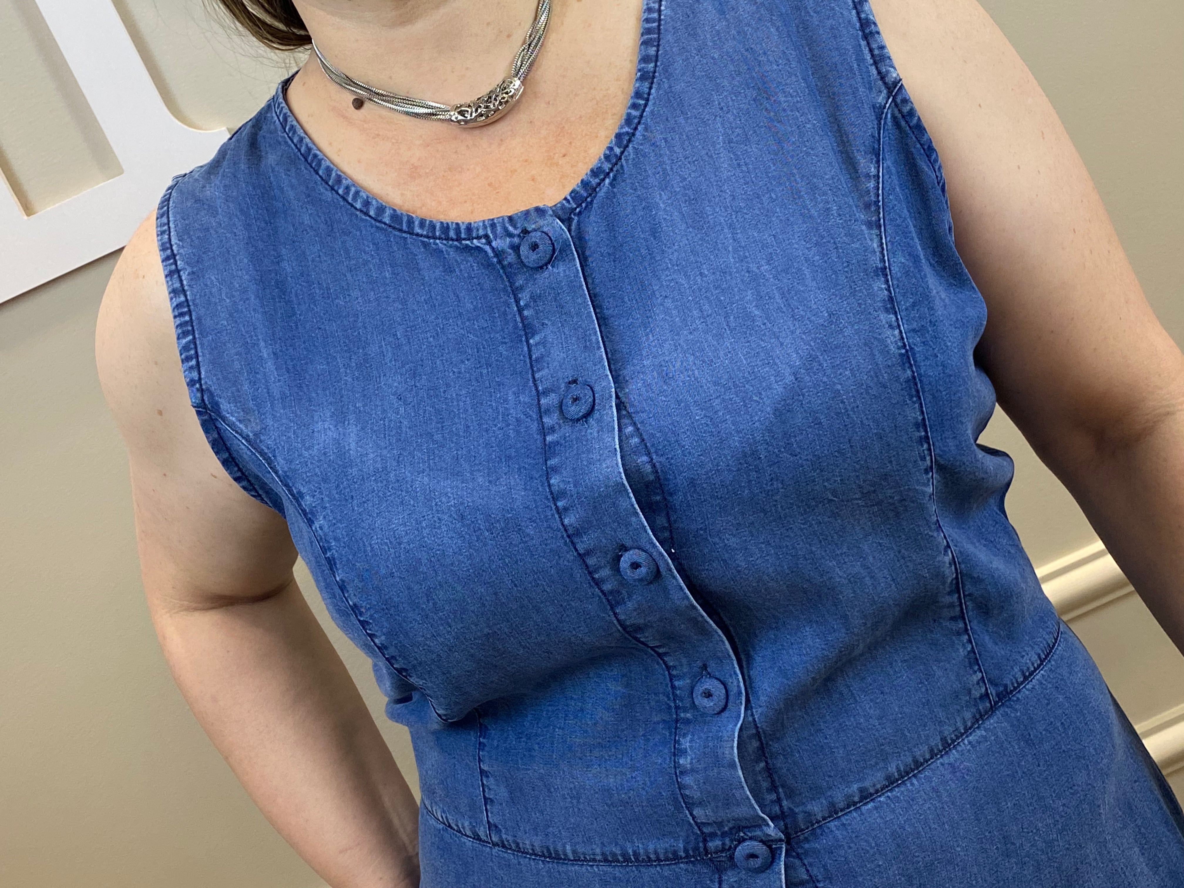 Vestido midi jeans tencel cavado