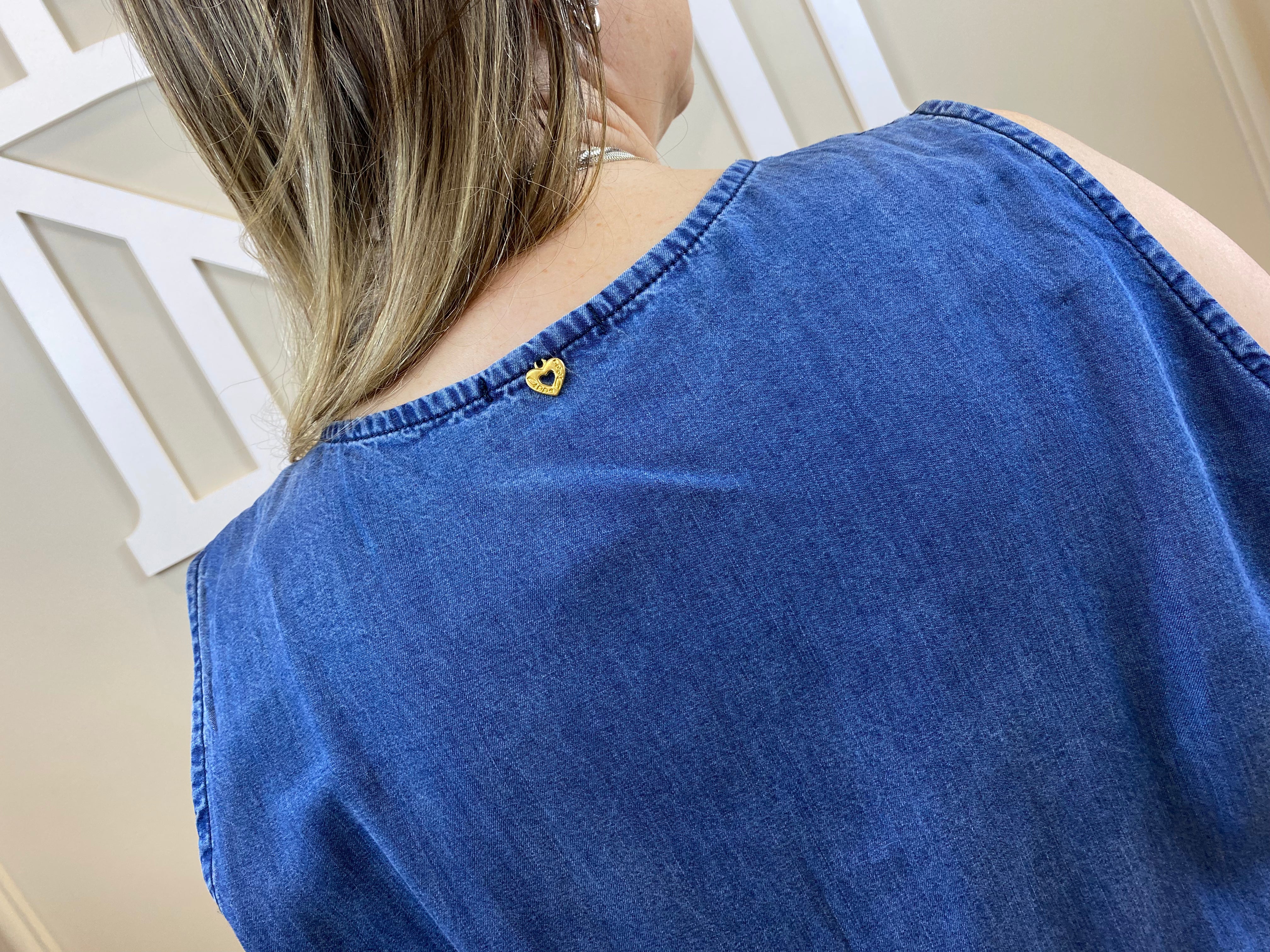 Vestido midi jeans tencel cavado