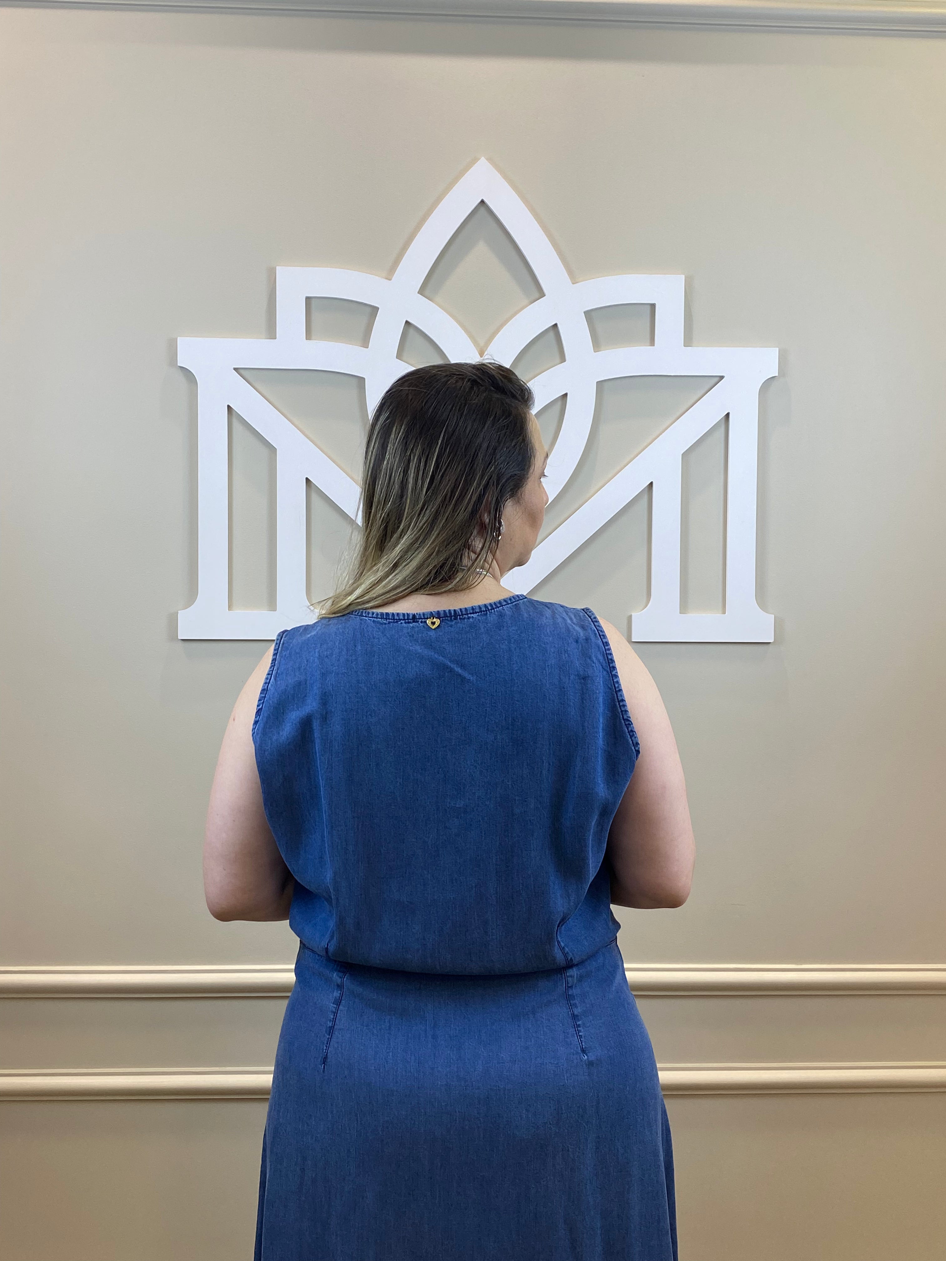 Vestido midi jeans tencel cavado