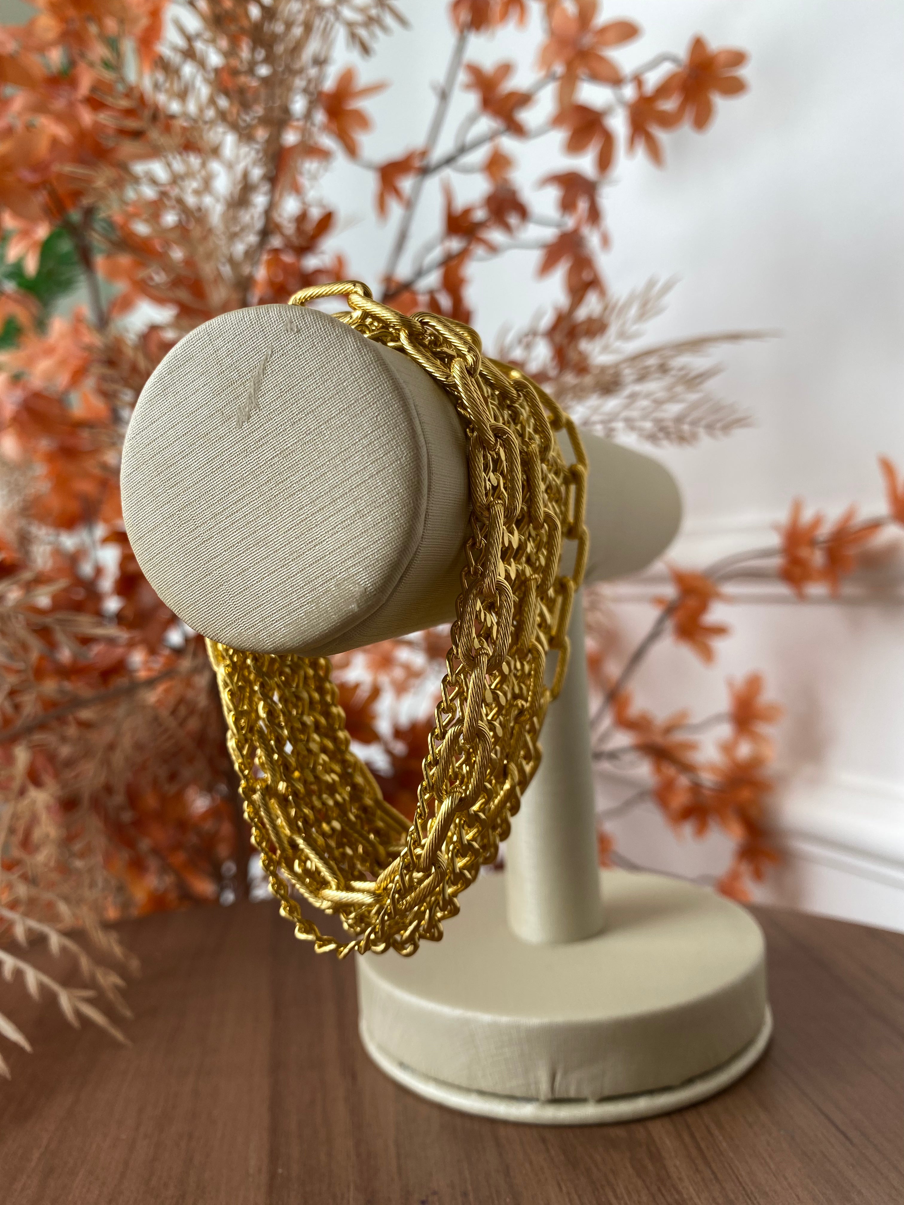 Pulseira corrente feche imã dourada