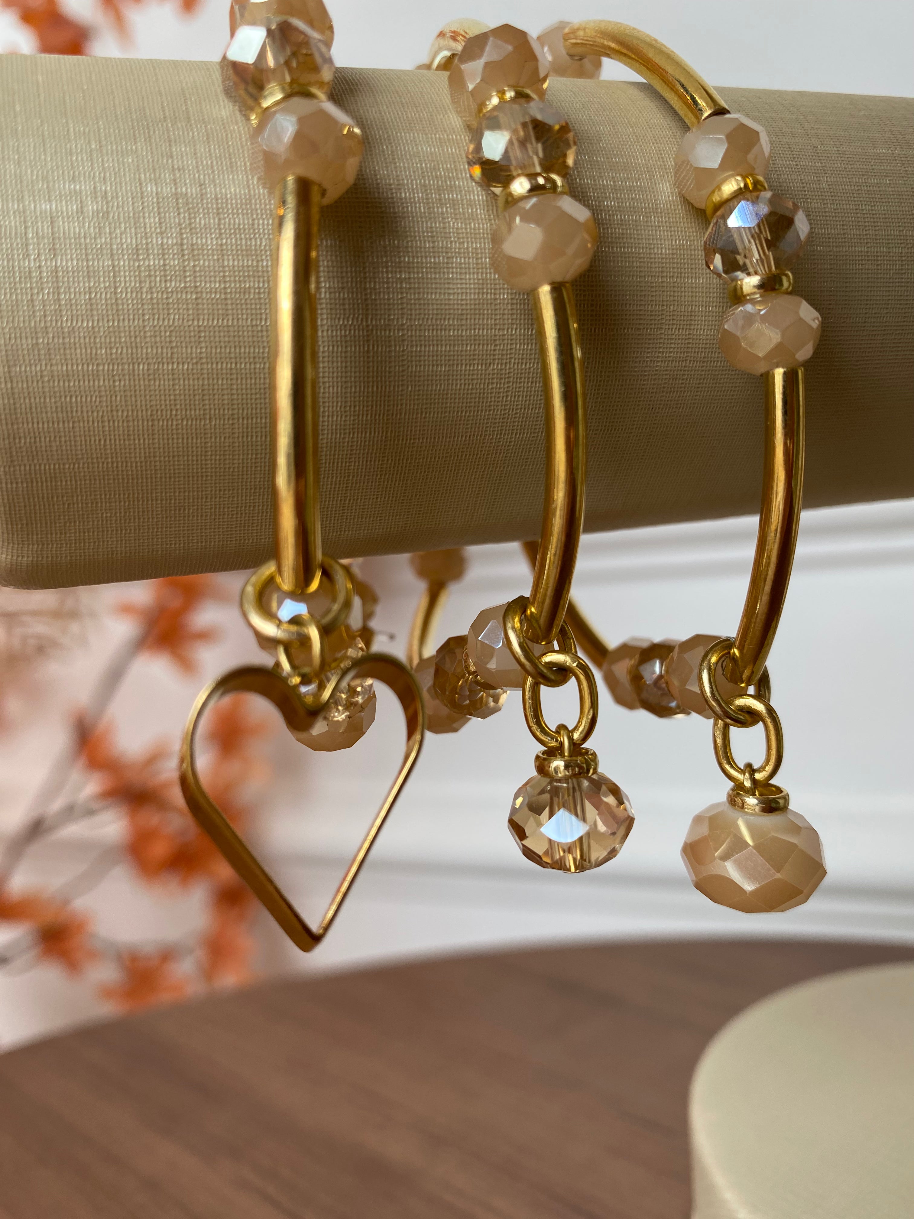 Pulseira cristais e canudo pingentes