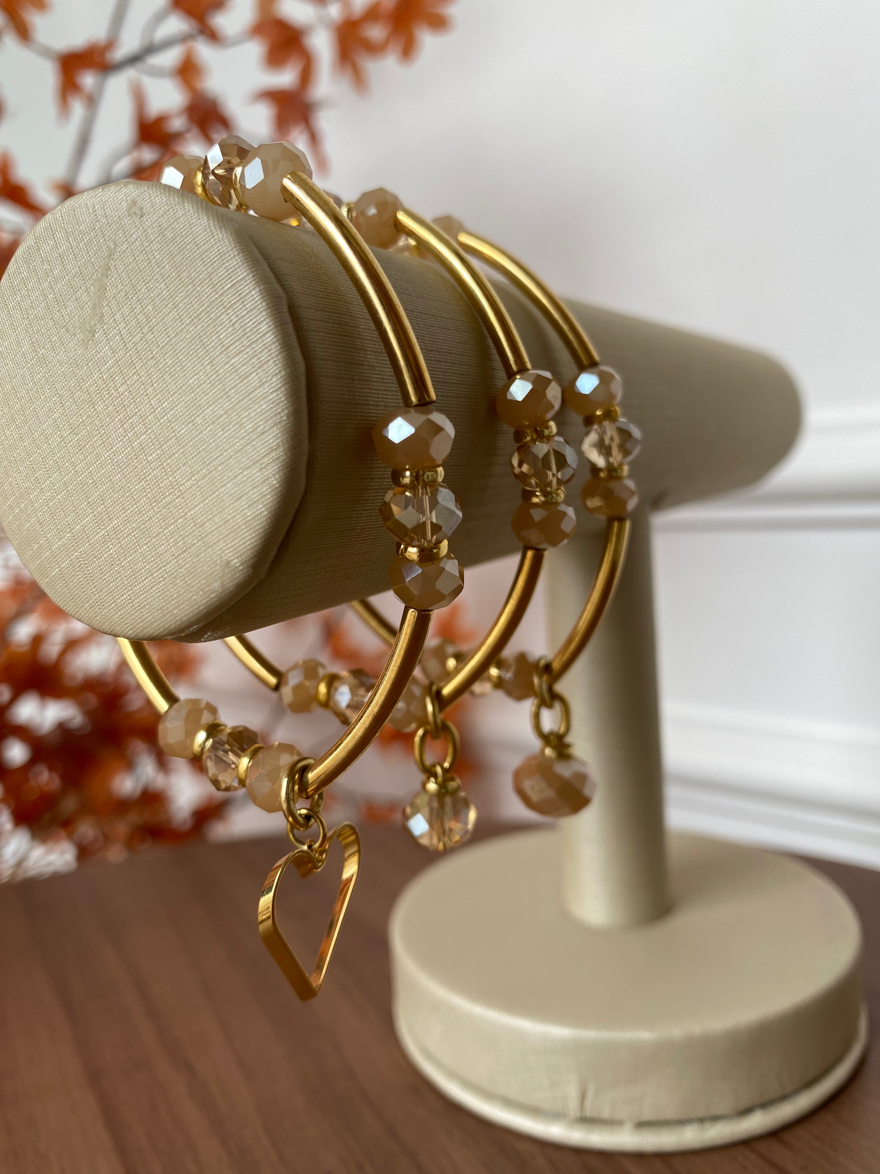 Pulseira cristais e canudo pingentes