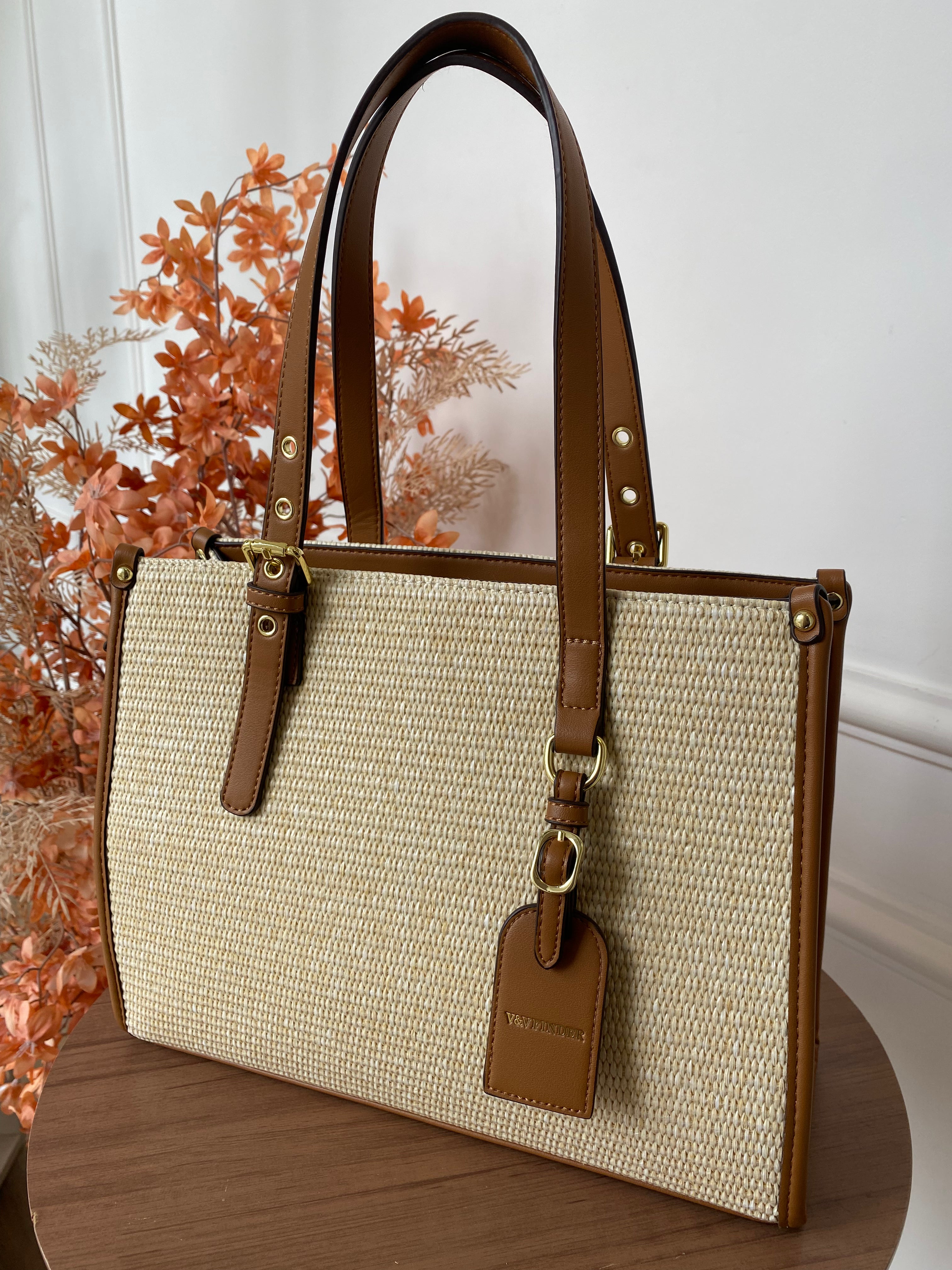 Bolsa palha alça caramelo - Finder