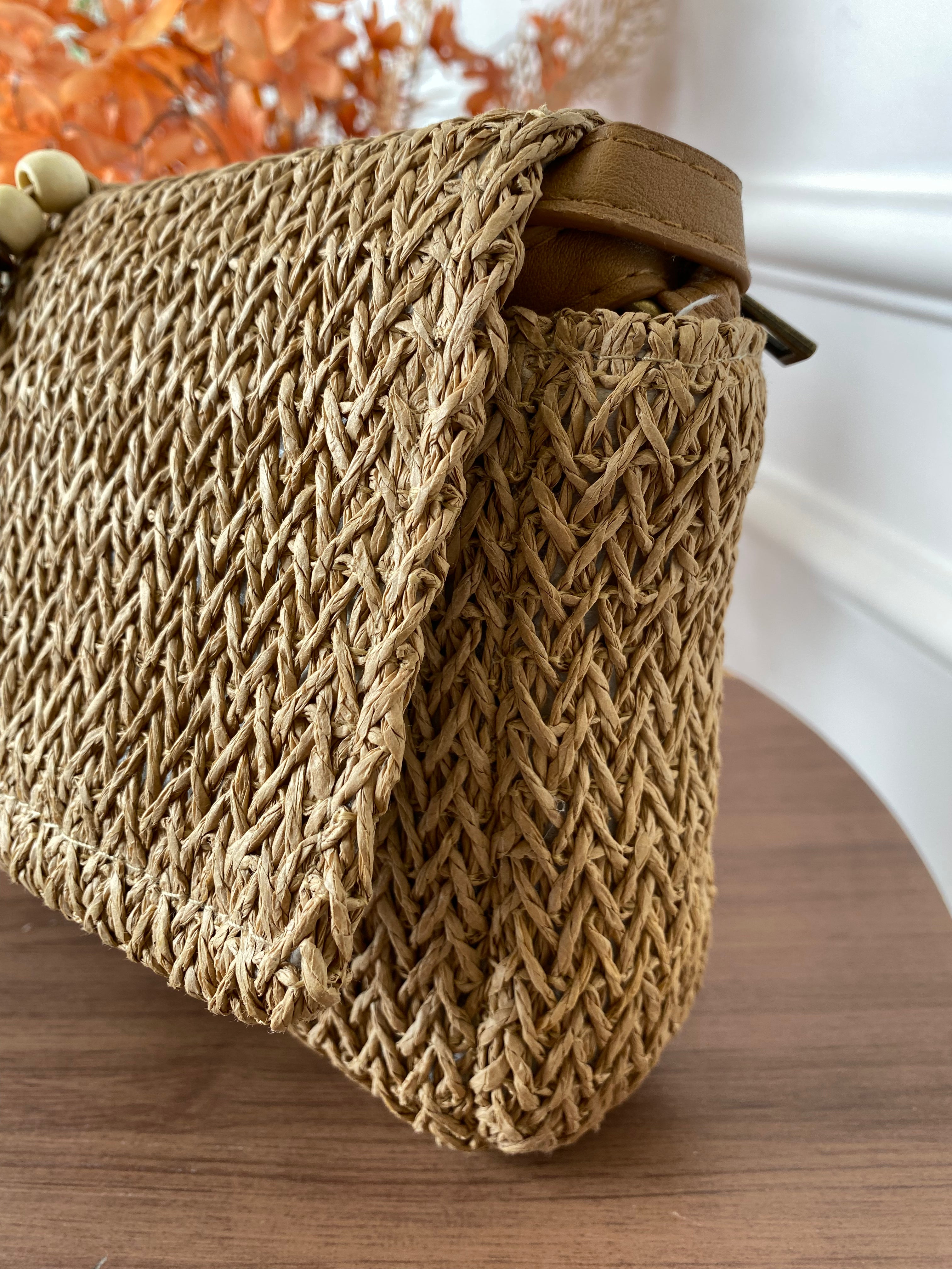 Bolsa palha tassel pequena