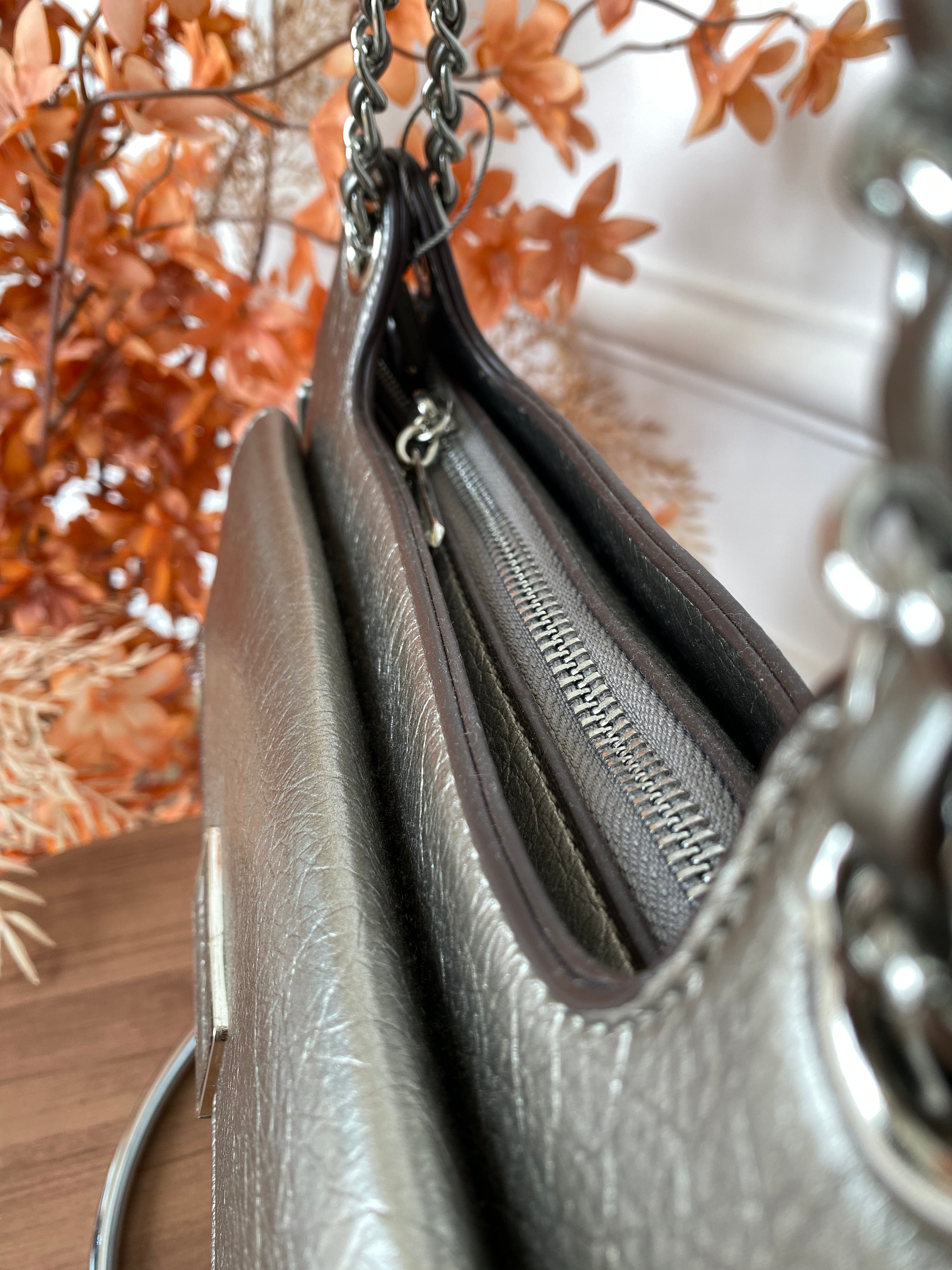 Bolsa prata velha alça corrente - Finder