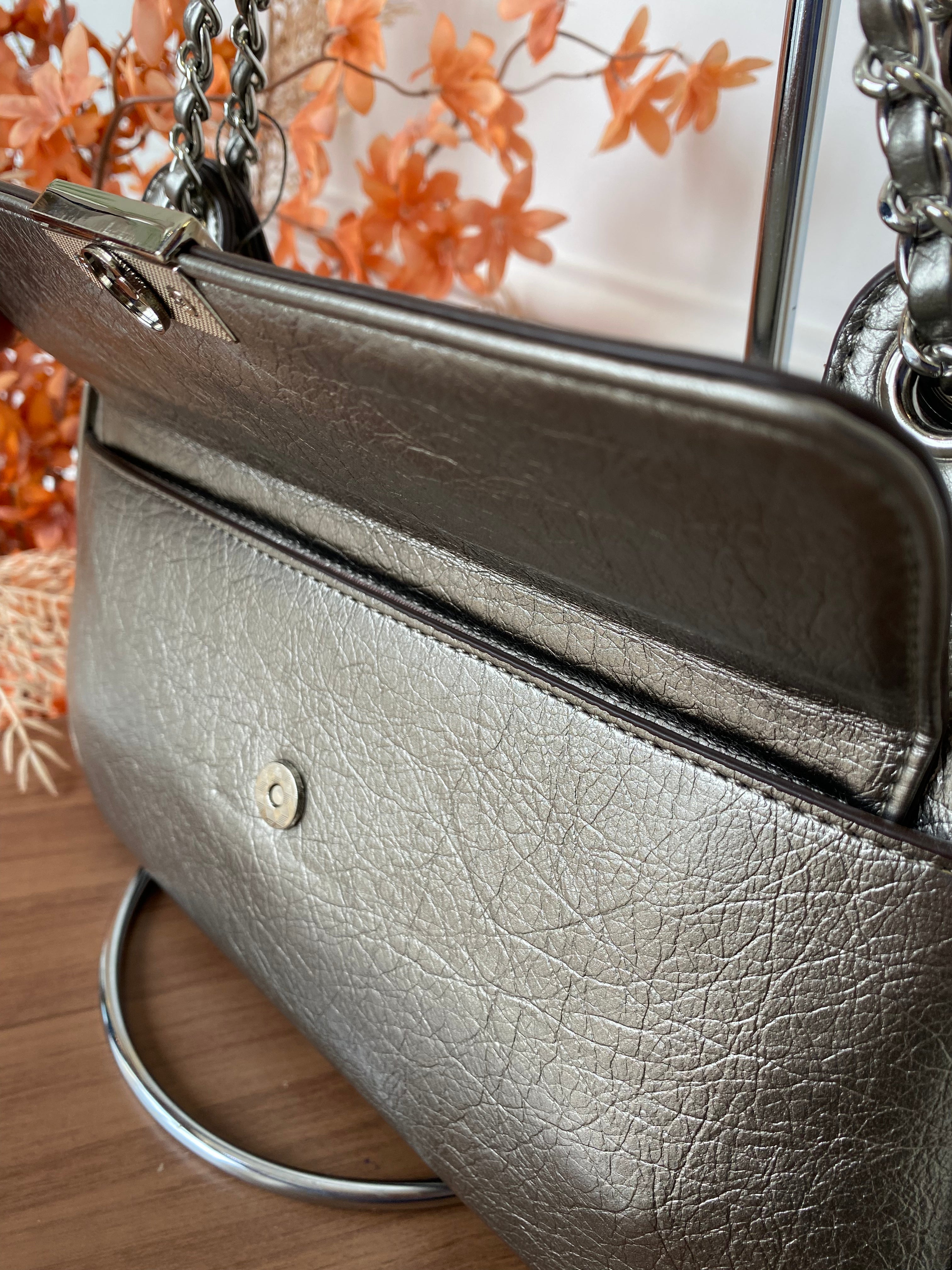 Bolsa prata velha alça corrente - Finder