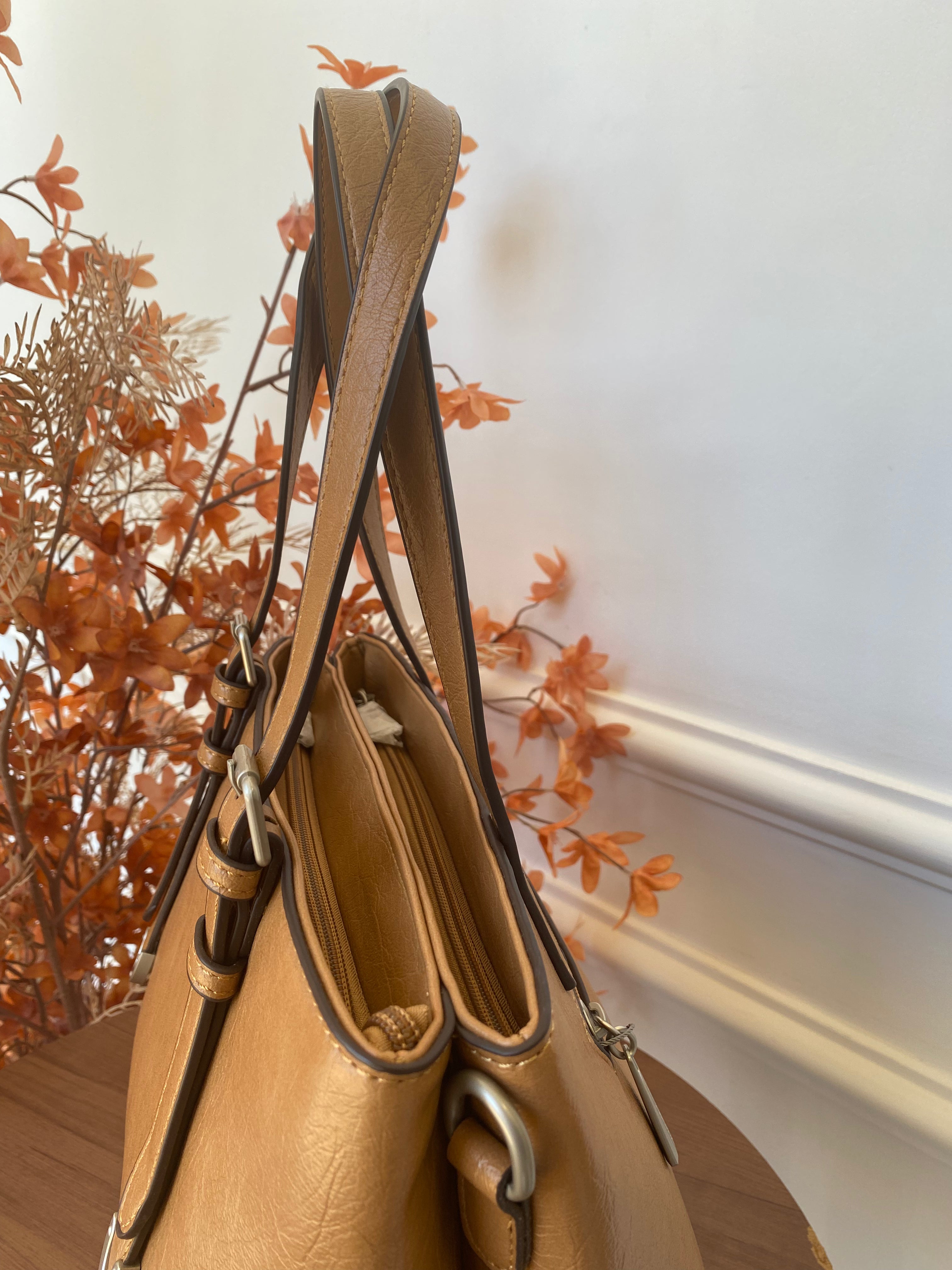 Bolsa caramelo dois zíper - Finder