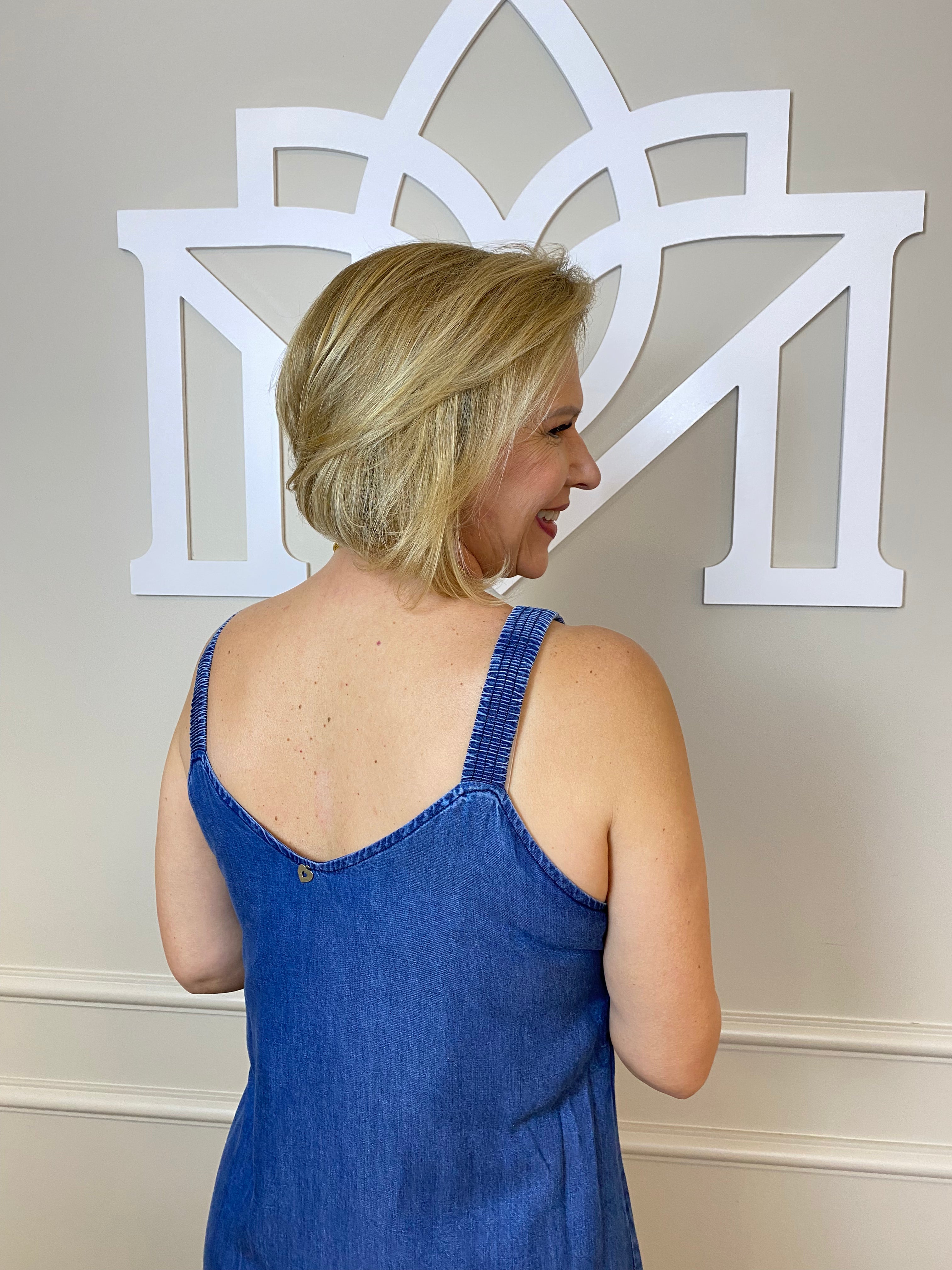 Vestido midi tencel bordado alça